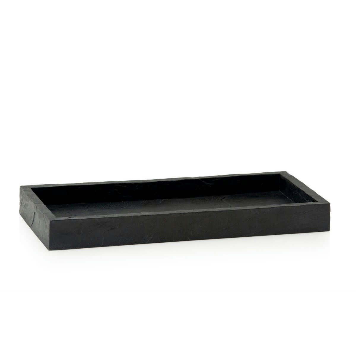ARDOISE - Plateau de présentation salle de bain en résine noire effet ardoise
