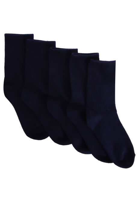 Boys 5pk Navy Cotton Rich Socks