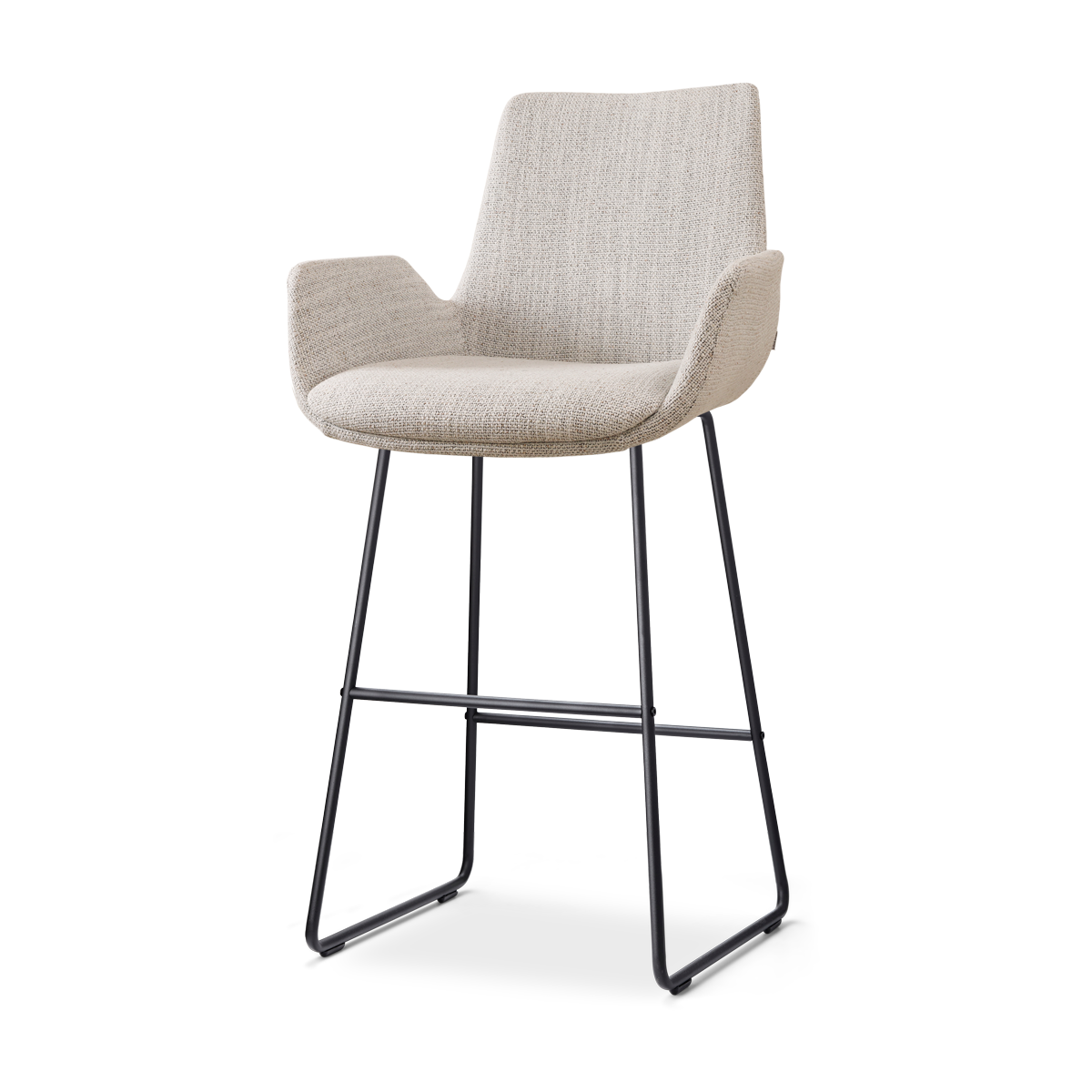 Nolon Nino-Eef Barkruk Beige Gemêleerd - met Armleuning - Zwart - 75 cm