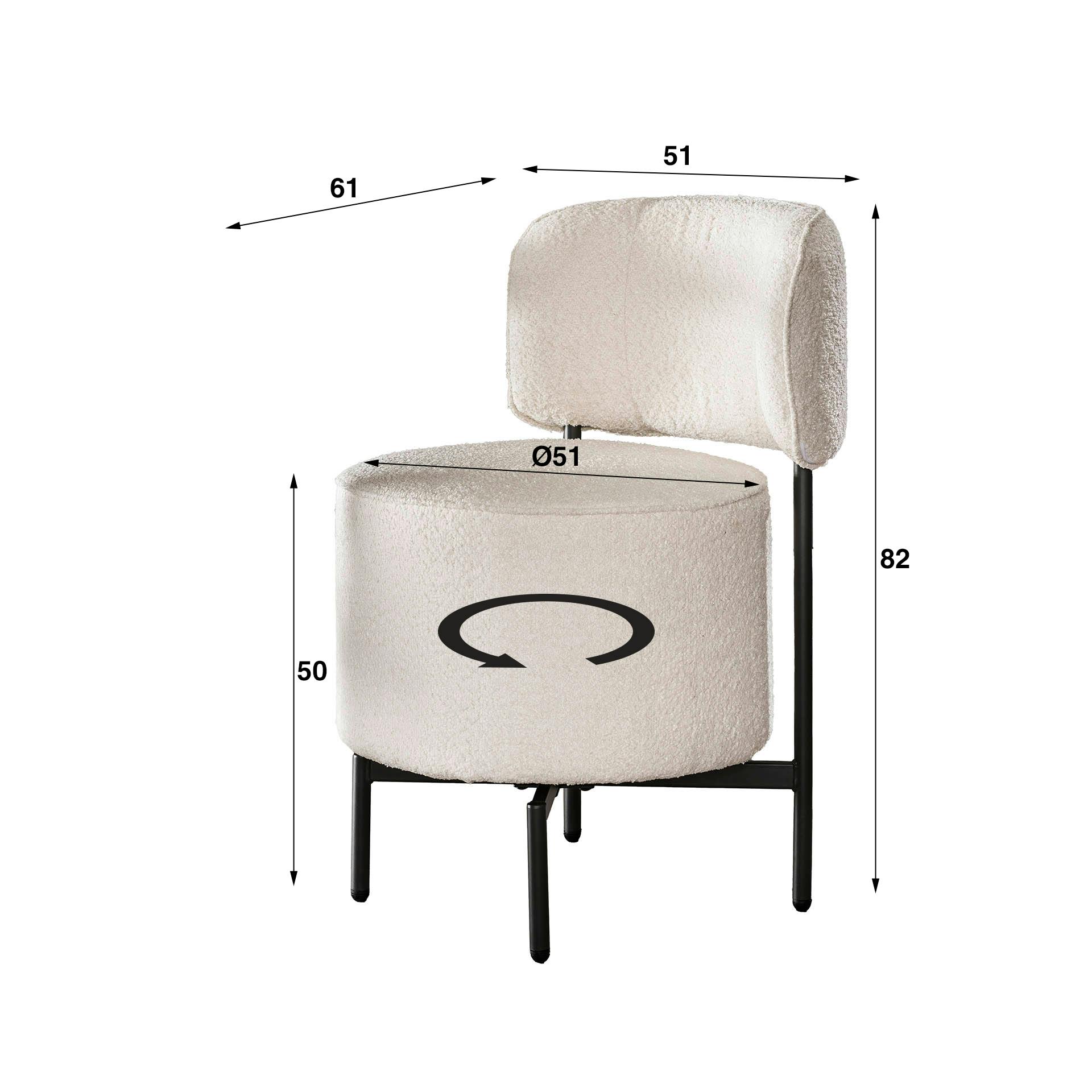 Fauteuil pivotant rond en bouclette blanche (lot de 2) GALWAY