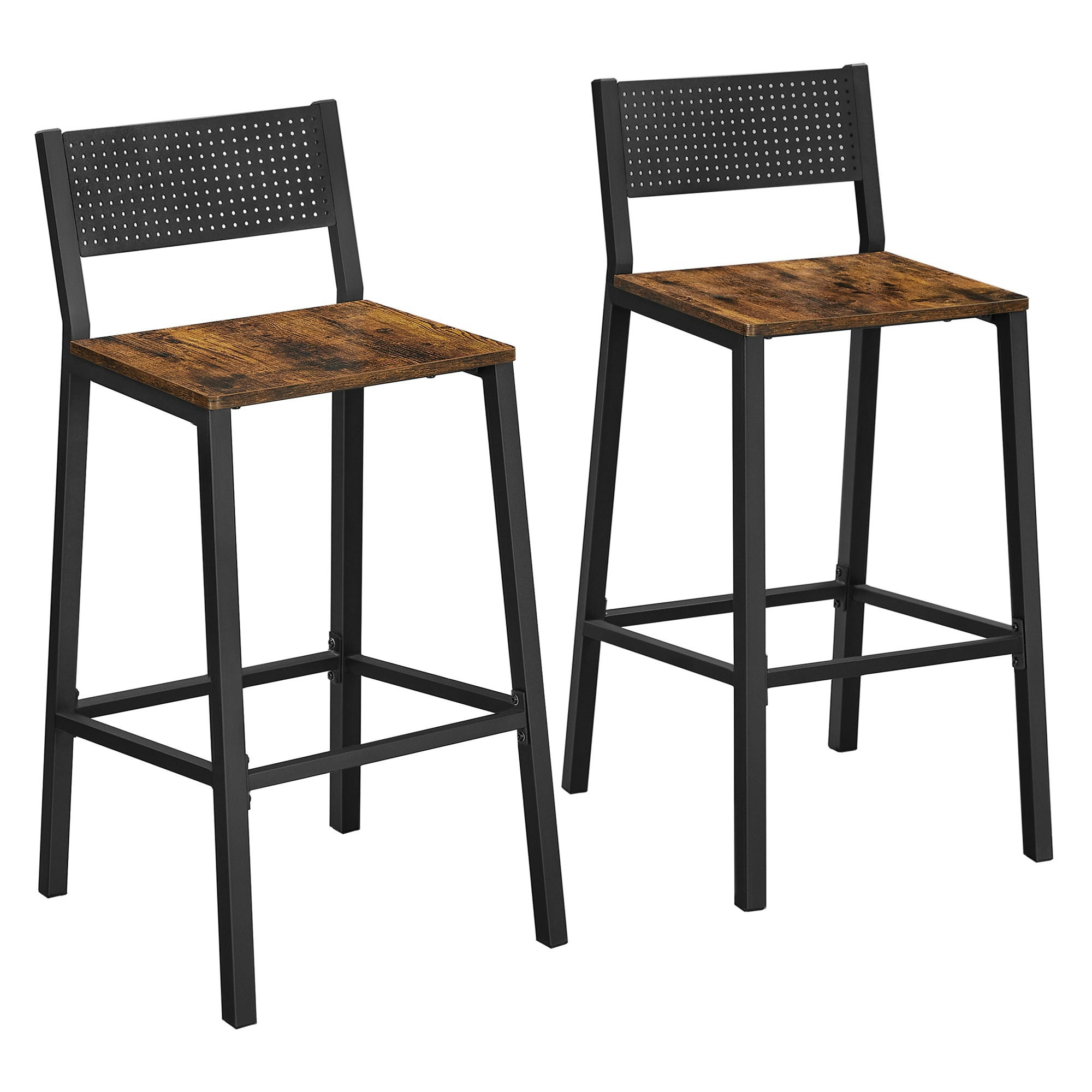 - Tabourets de bar lot de 2 effet bois marron rustique et noir