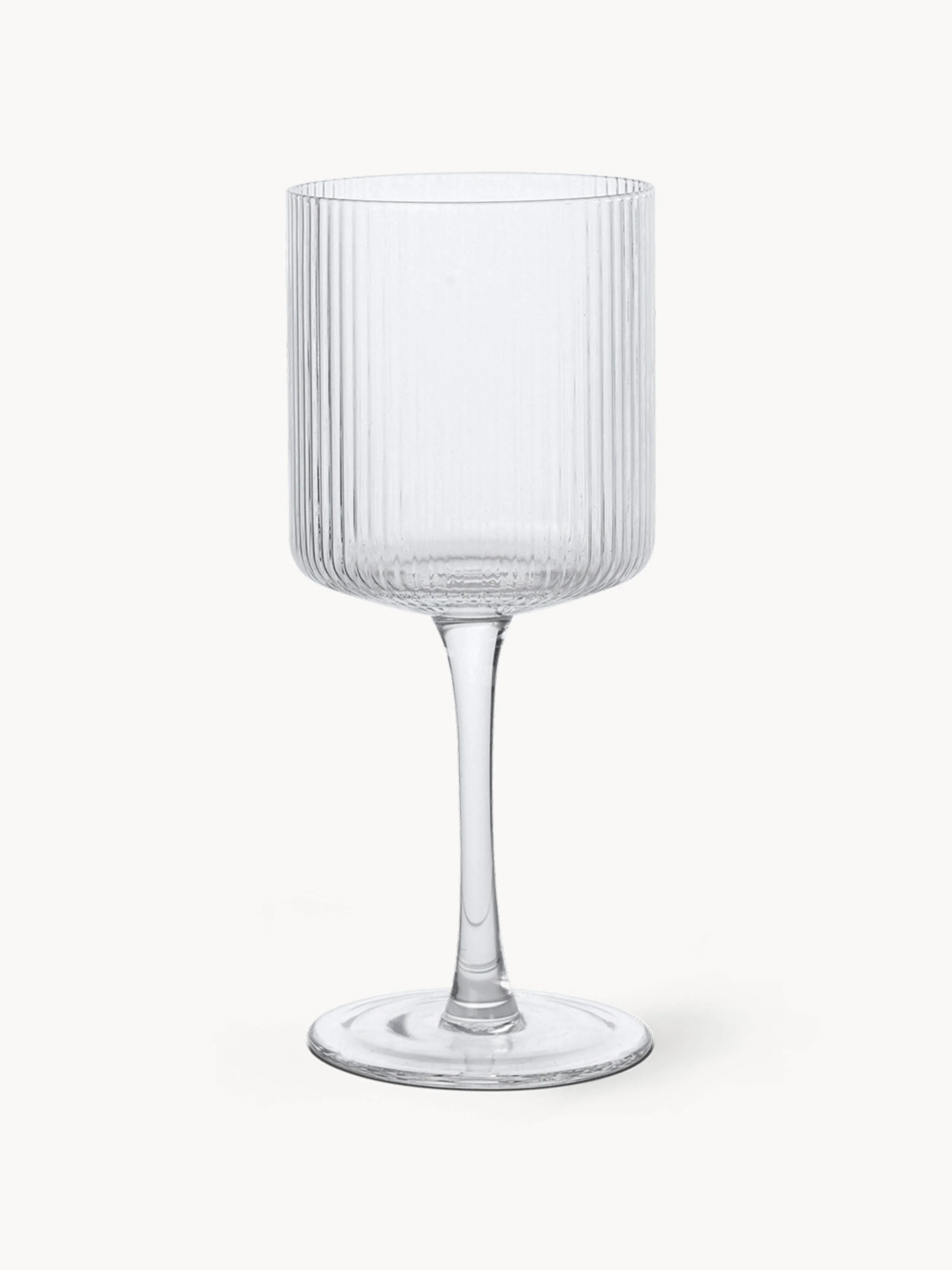 Mundgeblasene Weißweingläser Ripple mit Rillenrelief, 2er-Set