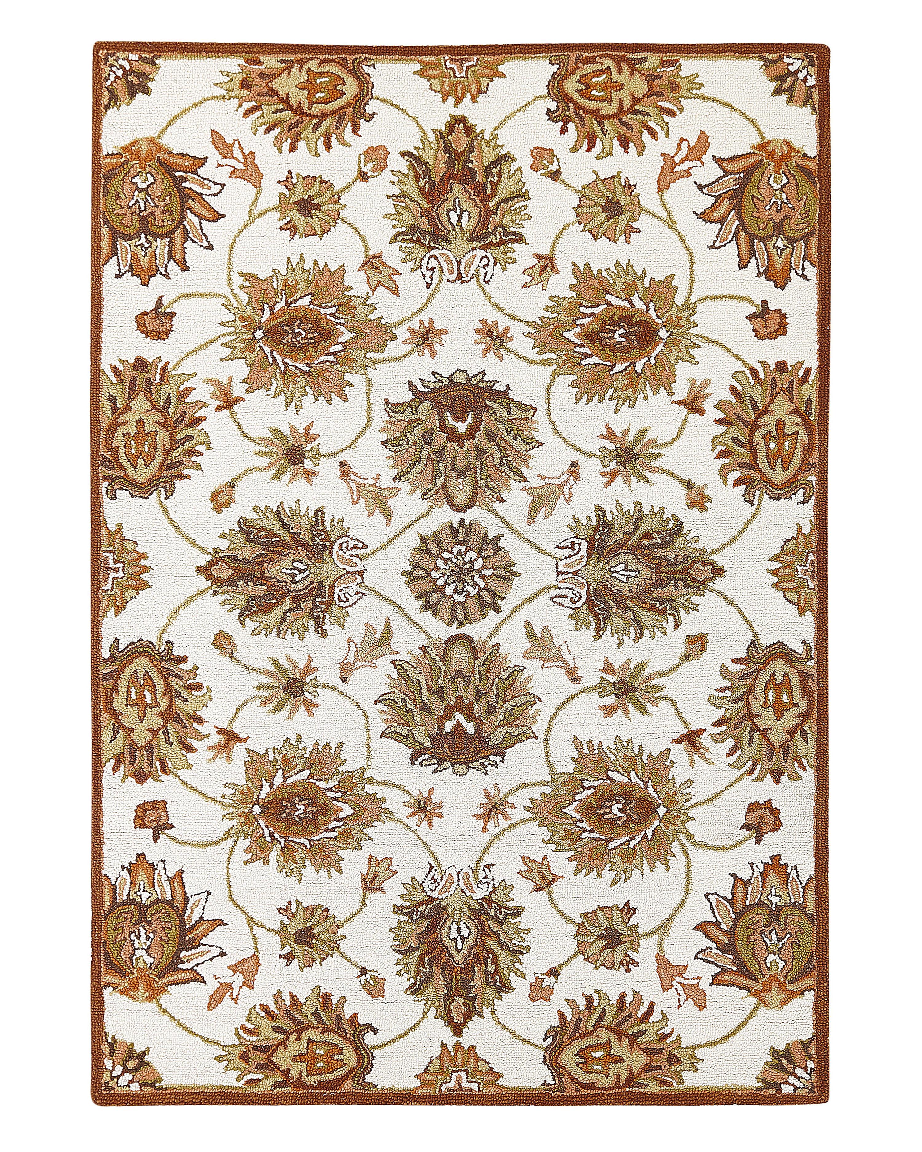 Rug EZINE Beige 140 x 200 cm Wool
