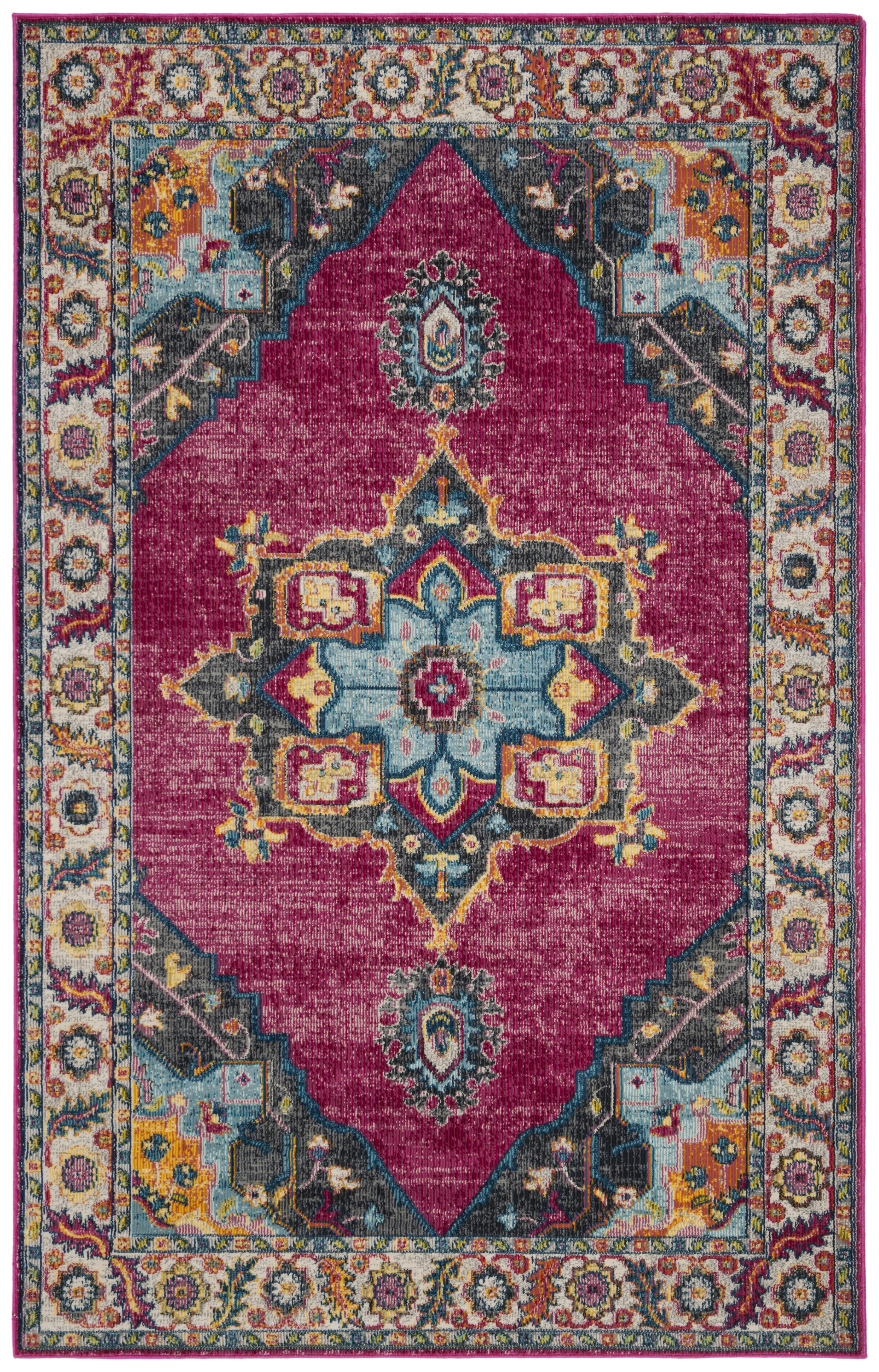 MERLOT - Tapis de salon interieur en fuchsia & multi, 122 x 183 cm