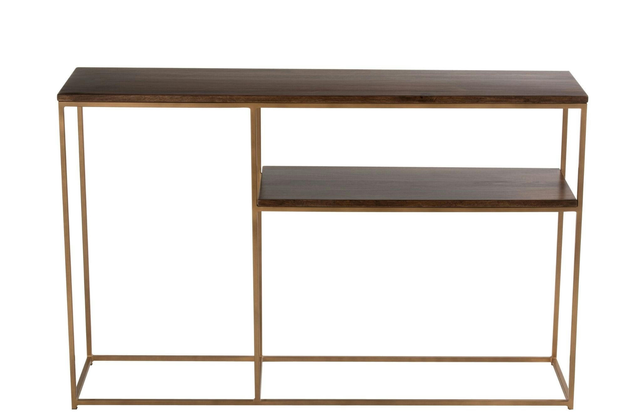 RAPH - Console en bois de manguier et métal doré, 1 tablette