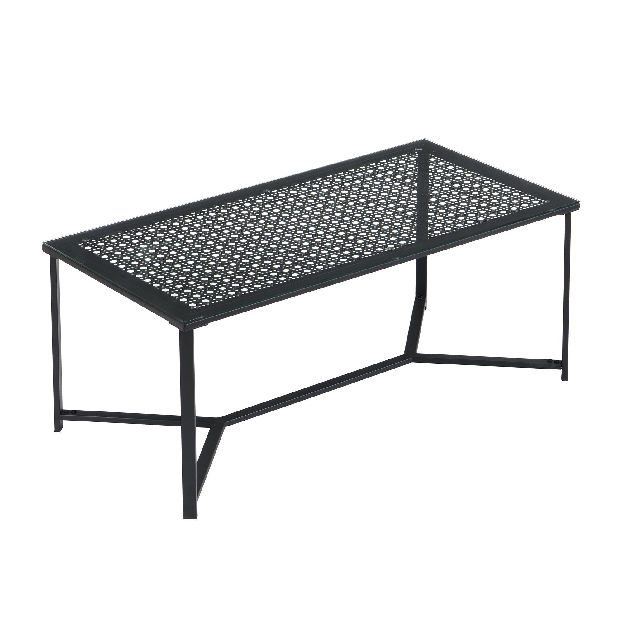Stolik kawowy ze szkła i metalu, 100 cm, prostokątny stolik do salonu