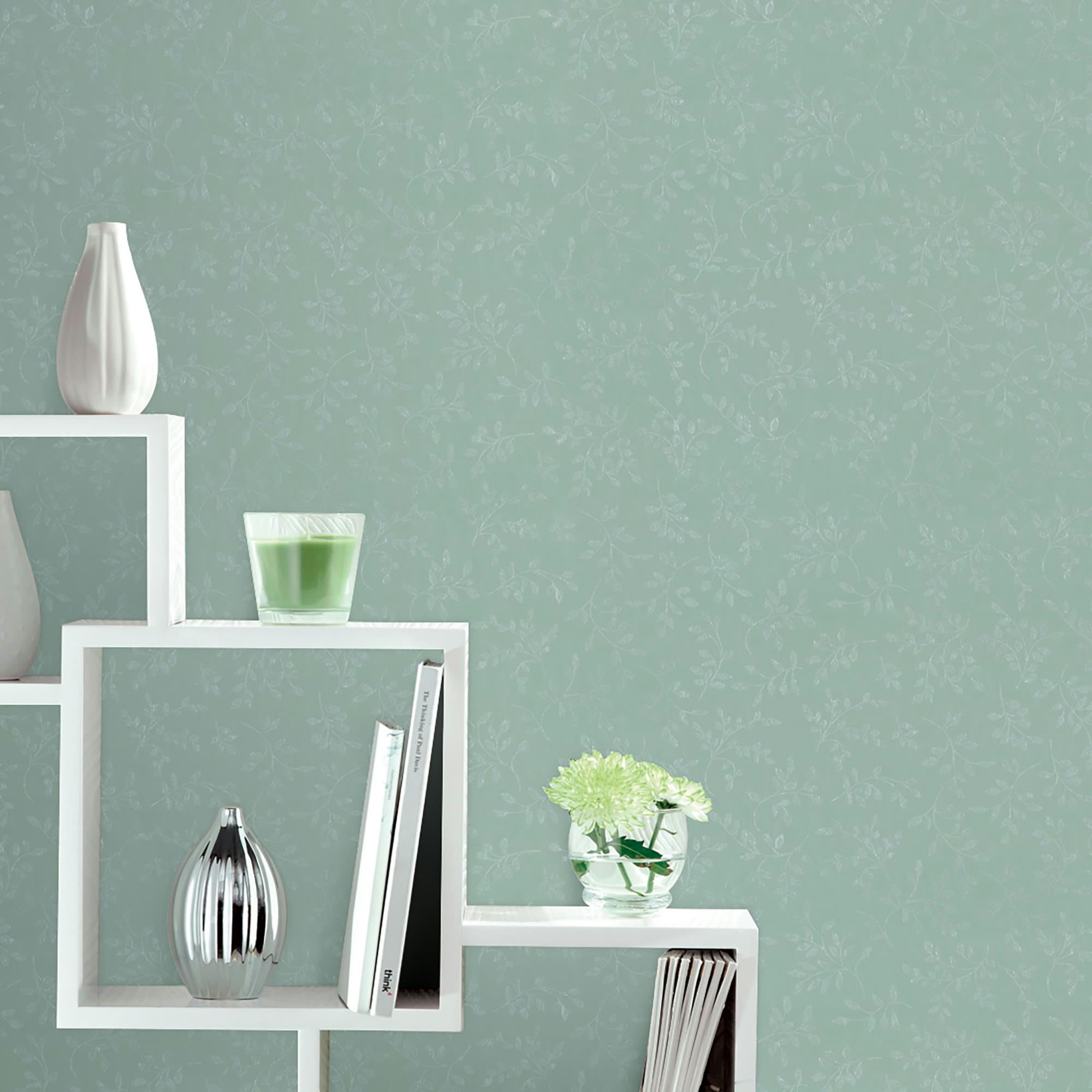 - Papier peint intissé tourbillon de feuilles vert 1005x52cm