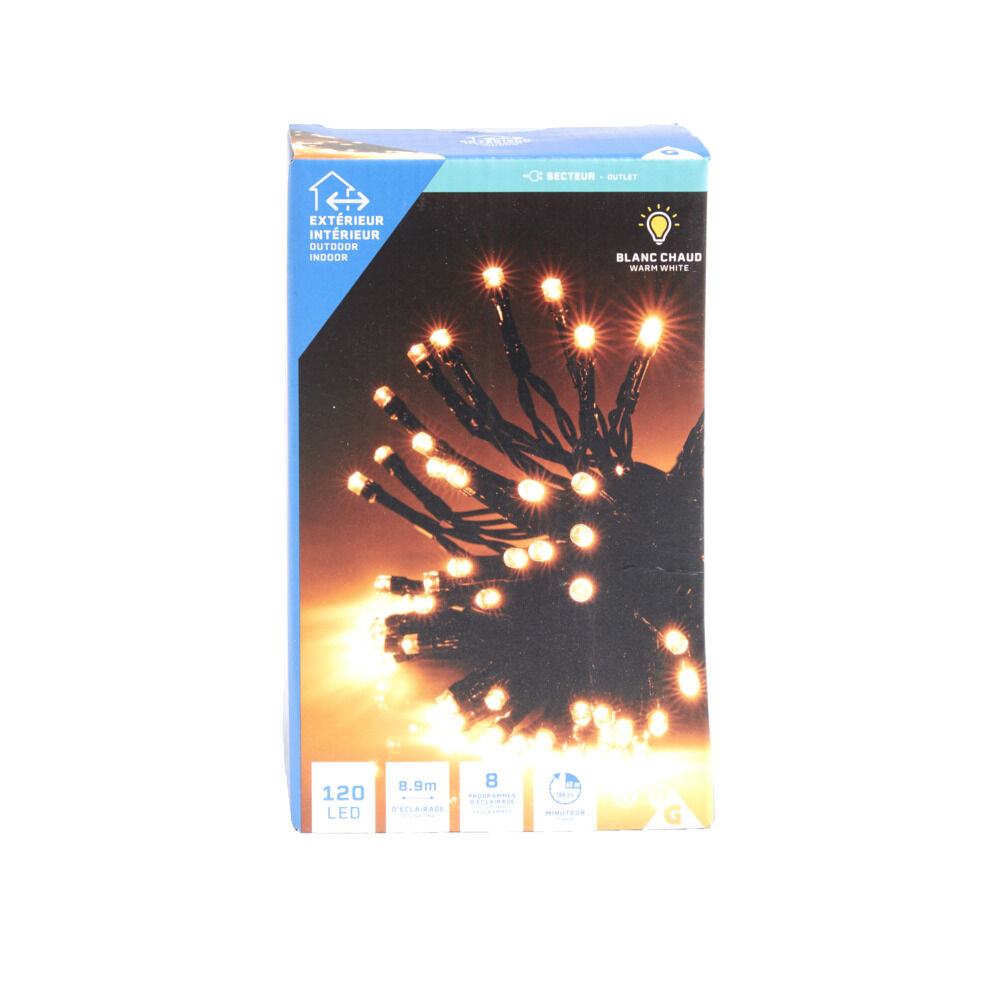 Guirlande lumineuse extérieur 120LED blanc chaud 8,9m