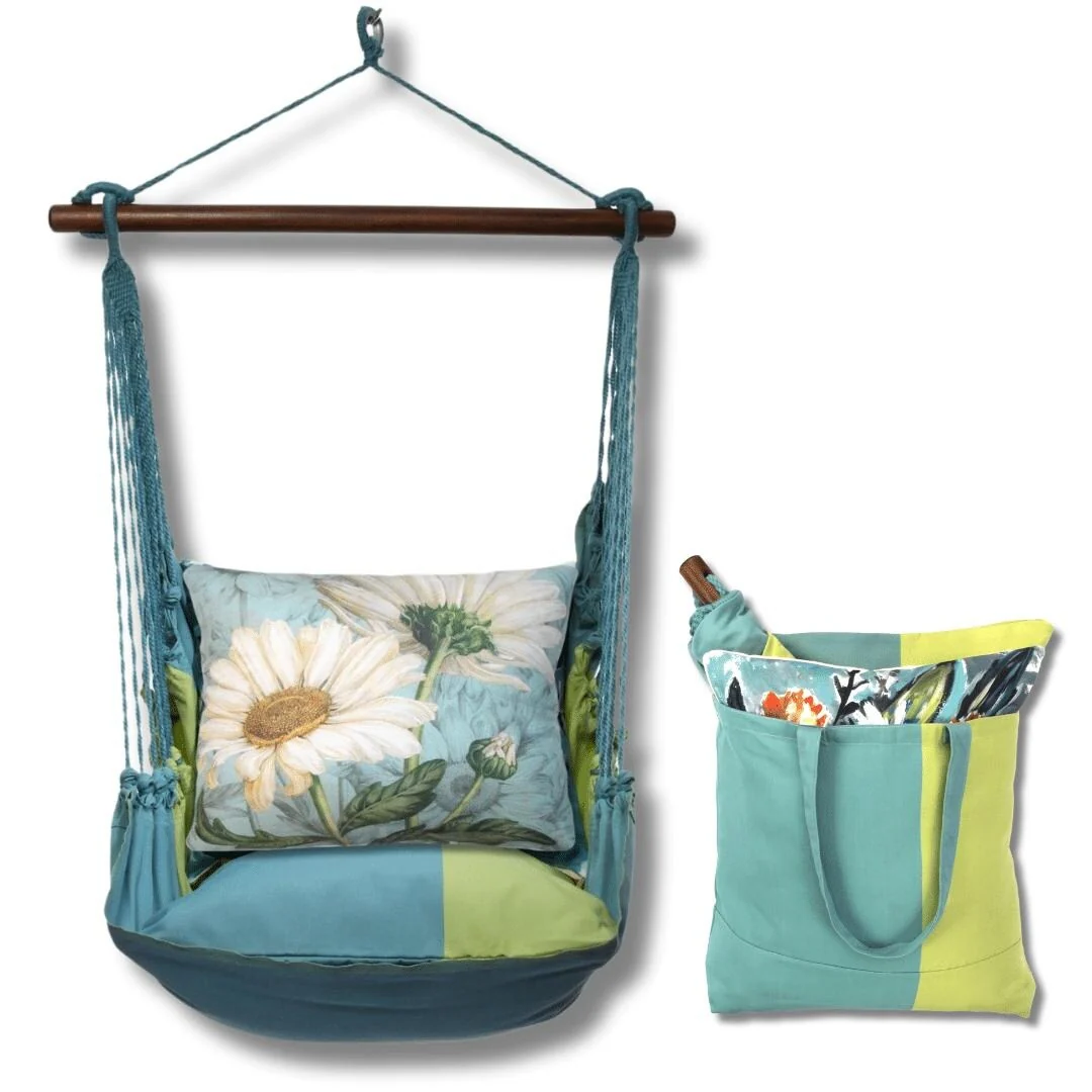 Magnolia Casual Swing Set 4 piece - Meadow Mist Stripe w/ White Daisies