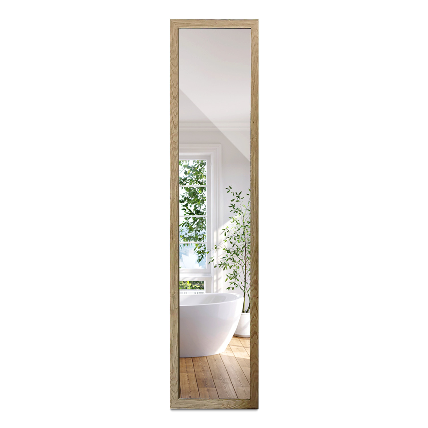 Lustro Stojące w Dębowej Ramie Dekoracyjne 36x156 cm Wallfluent