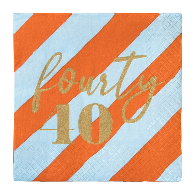 Servetten 40 jaar - blauw - set van 20