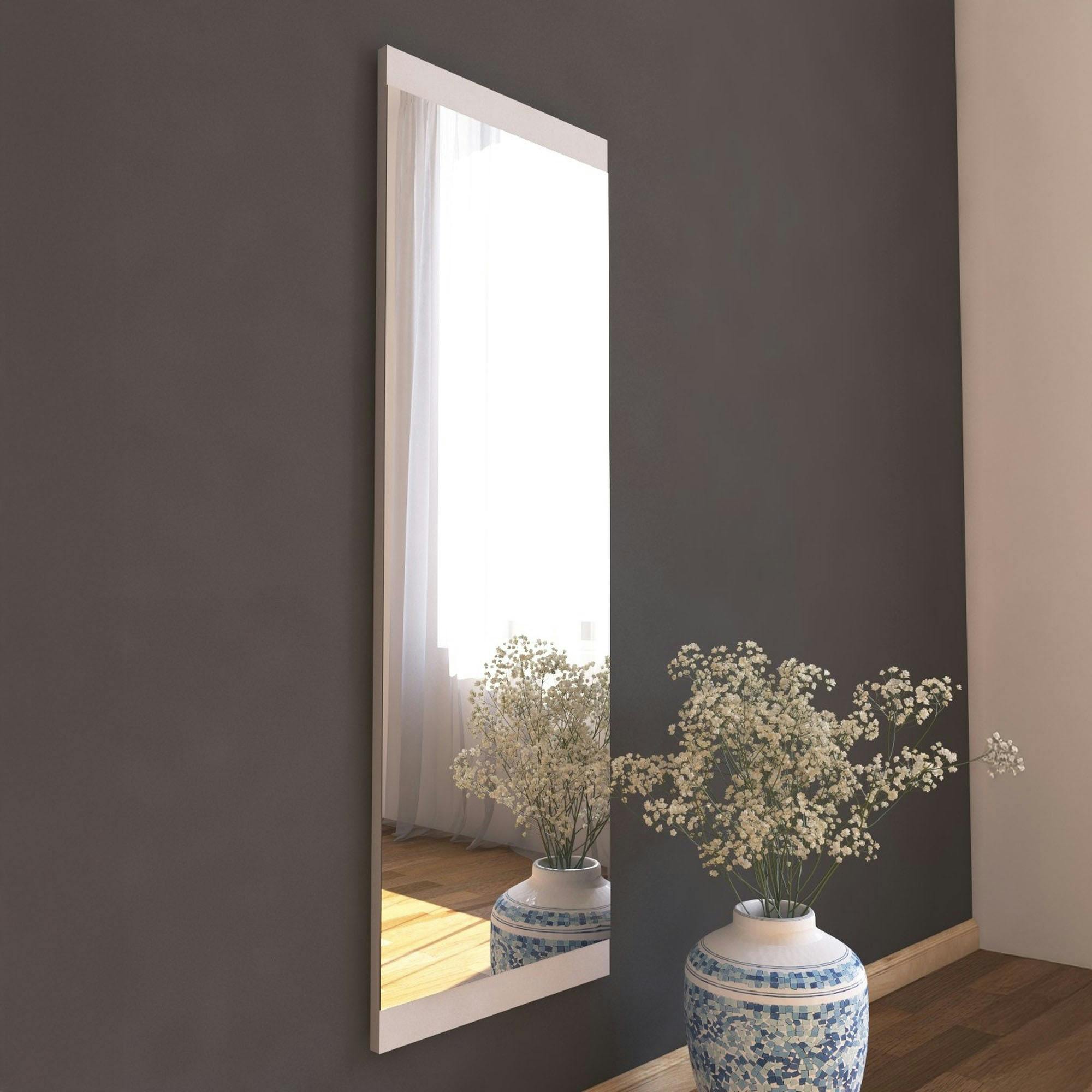 Miroir rectangulaire blanc 120 cm - à poser ou suspendre CODY