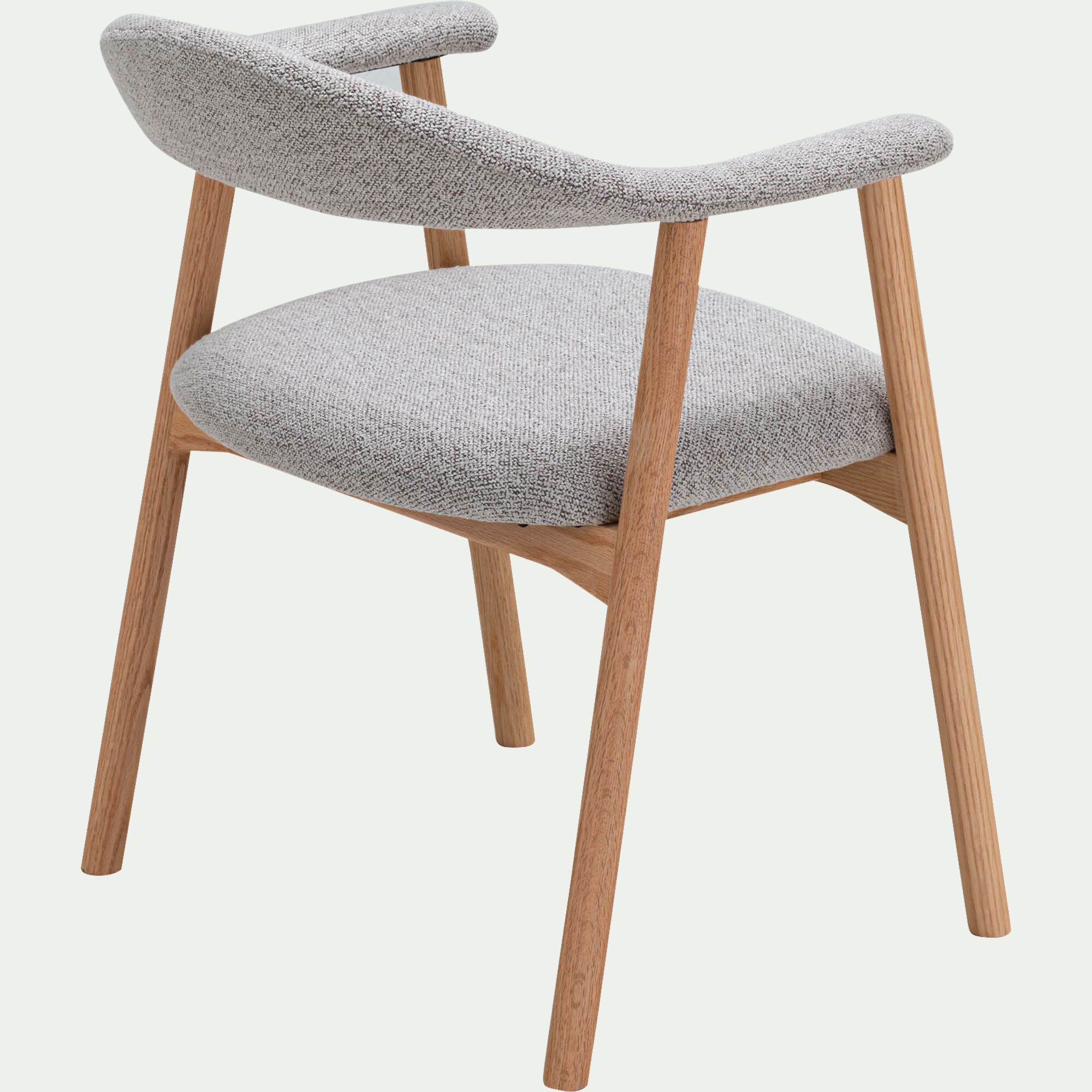 ADDI - Chaise de repas avec accoudoirs en bois et tissu - gris