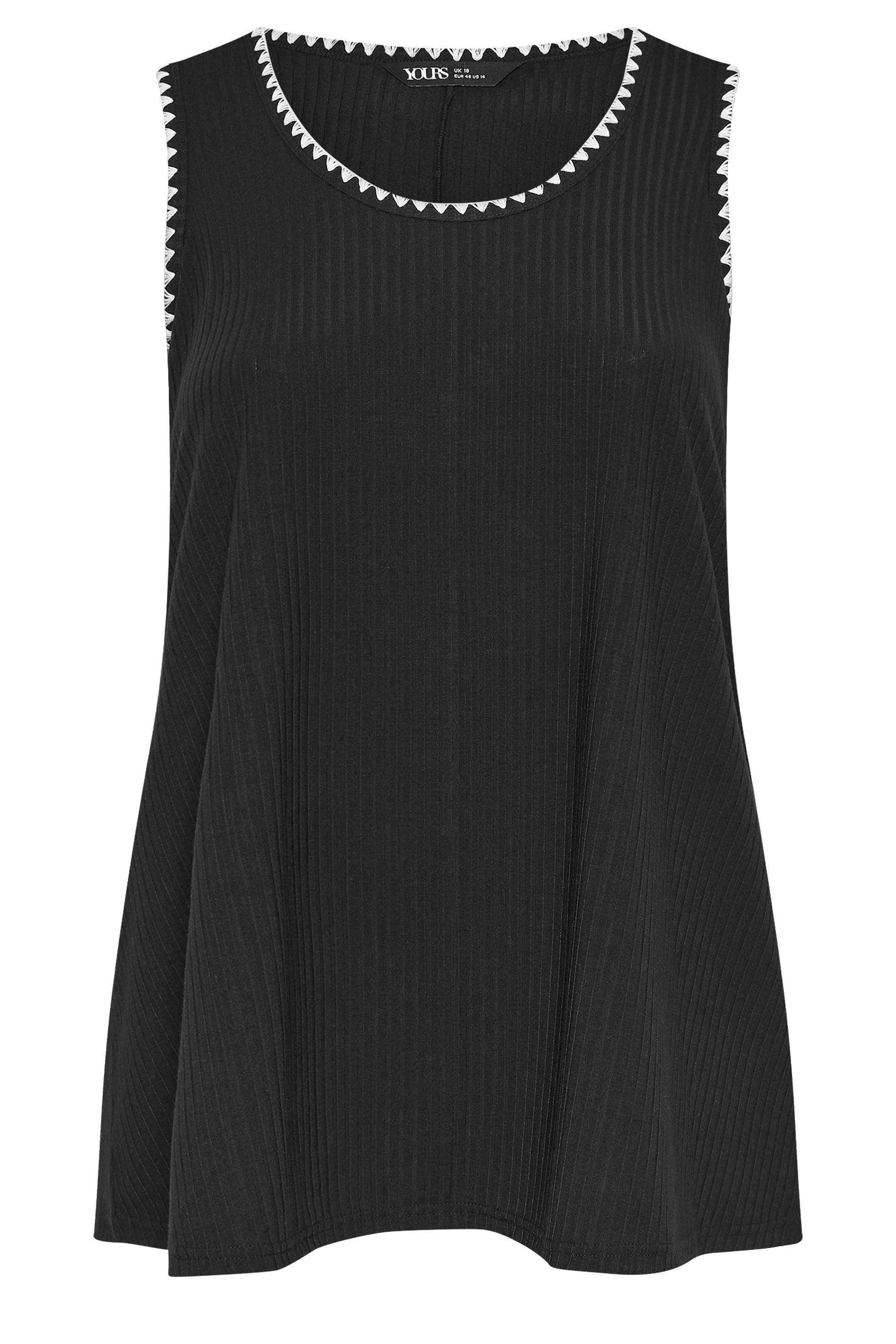 Yours Contrast Blanket Stitch Ribbed Vest Top