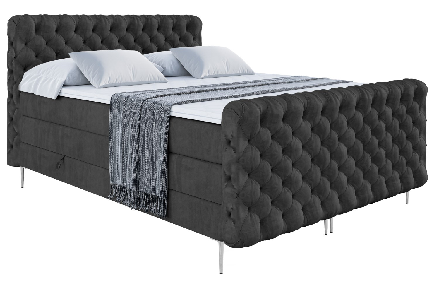 Łóżko kontynentalne - pojemnik, materac, nóżki BOXI8-FS-Z KING 120x200 cm