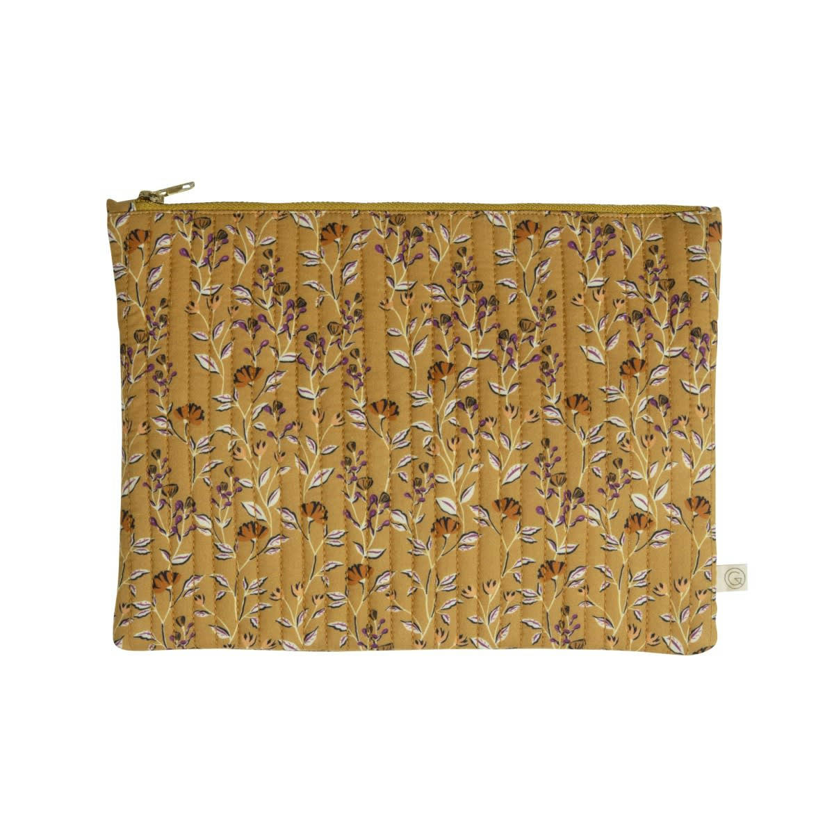 MAINTENANT - Grande pochette en coton imprimé fleuri jaune