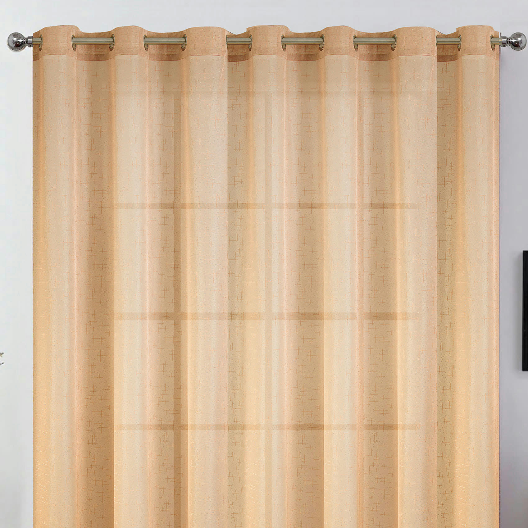 - Voilage grande largeur à paillettes polyester taupe 300x260 cm