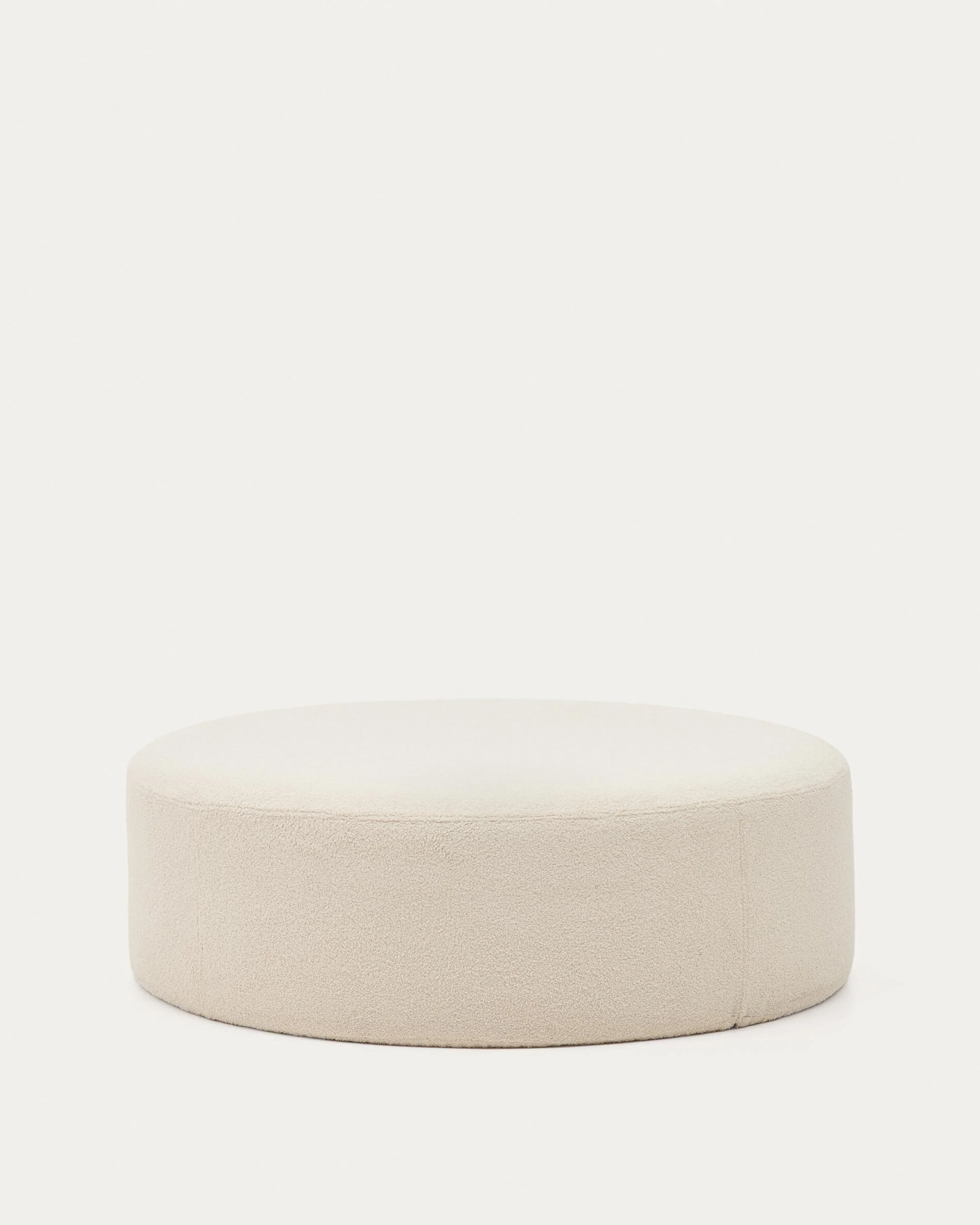 Kaeli footrest with removable cover in ecru bouclé Ø 120 cm