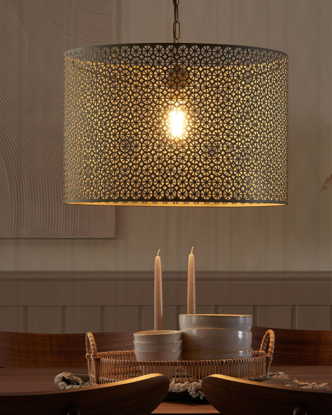 Lampa wisząca metal orientalna szara