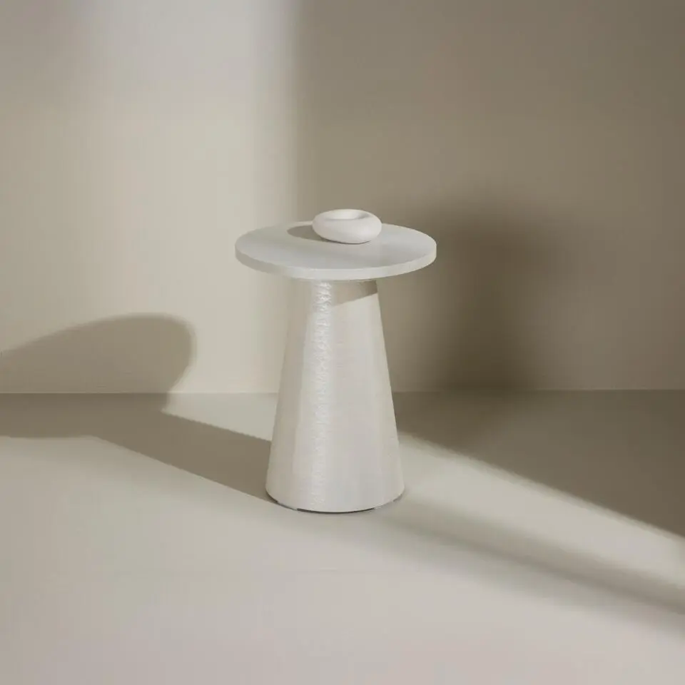 Bijzettafel Rond - Wit Glossy MDF - 35x35x45cm - Lanzo