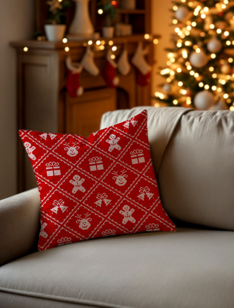 Świąteczna poszewka na poduszkę HOLLY JOLLY 45x45 zimowe dzwoneczki