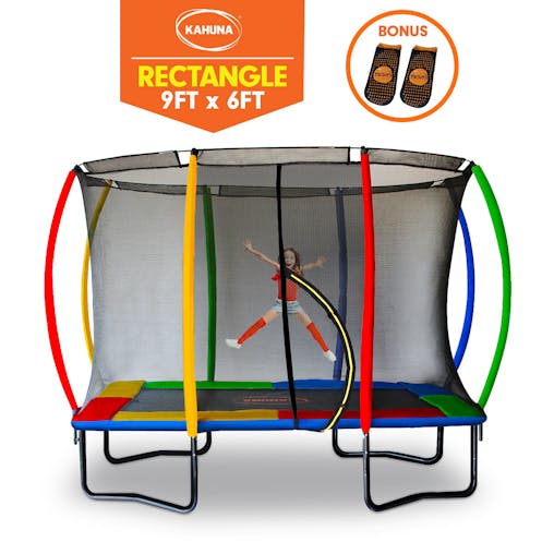 NNEDPE Kahuna Trampoline 6 ft x 9 ft Rectangular Outdoor - Rainbow