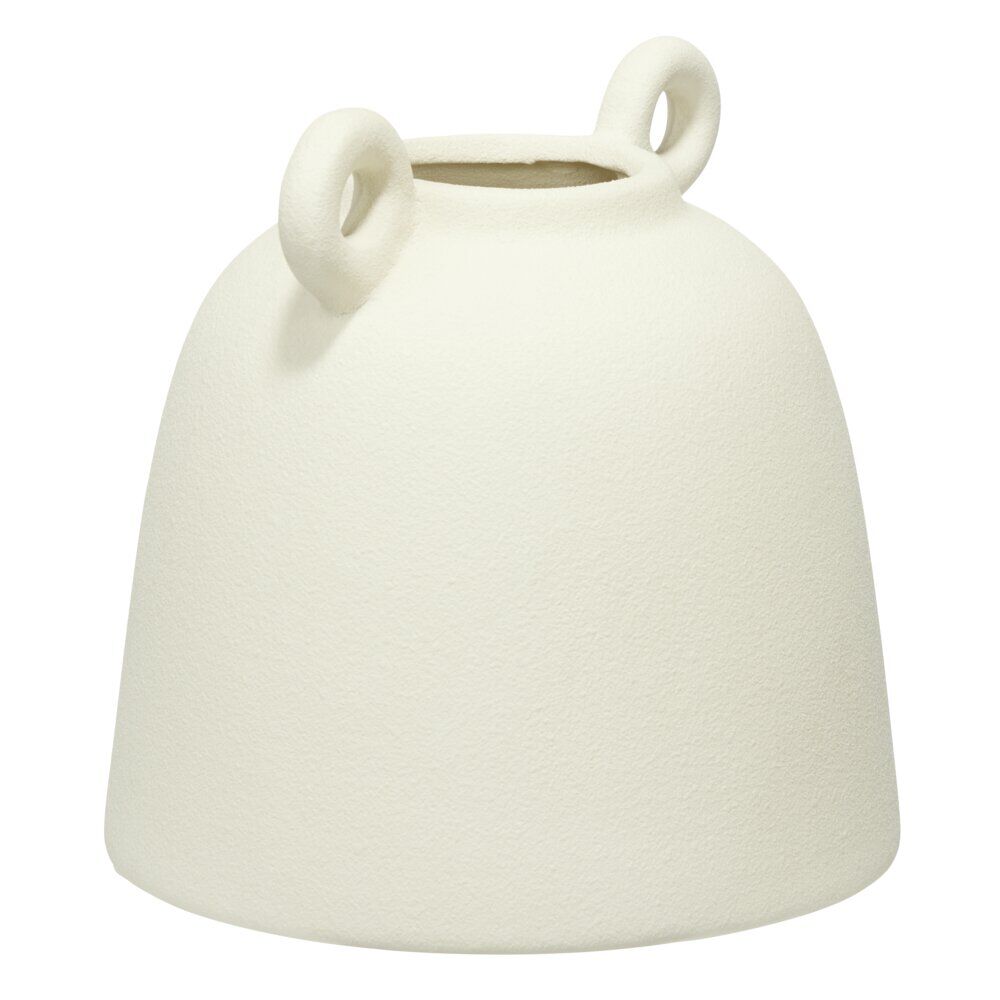 Vase céramique avec petites anses rondes blanc mat Ø15xH15cm
