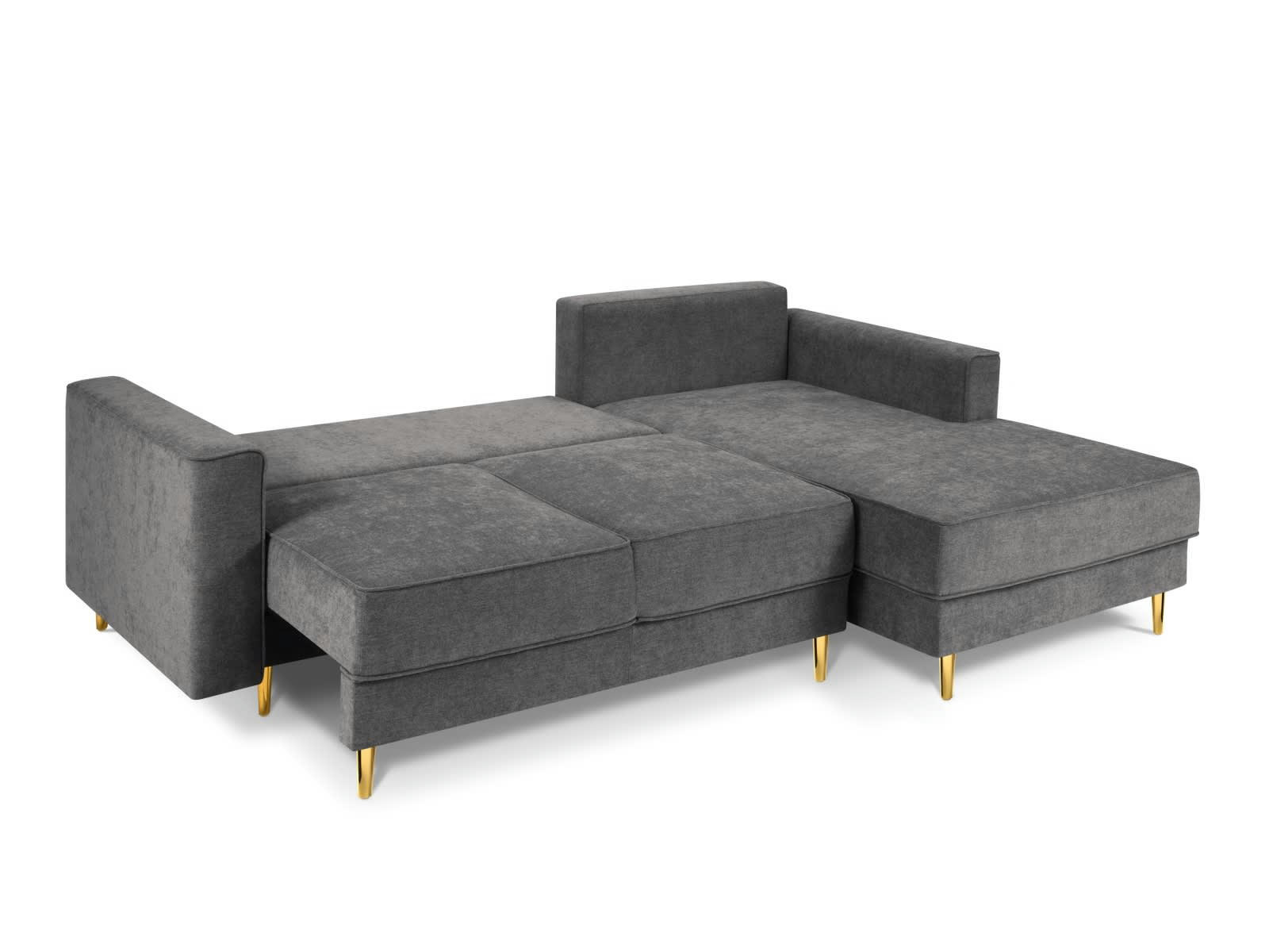 DUNAS - Canapé d'angle 4 places en tissu structuré gris