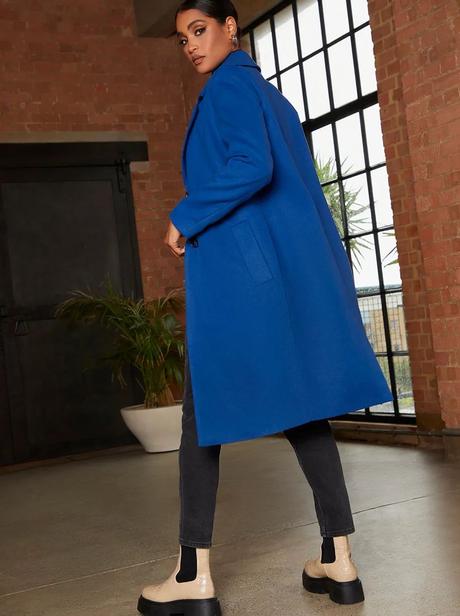 Chi Chi London Single Breasted Coat in Cobalt