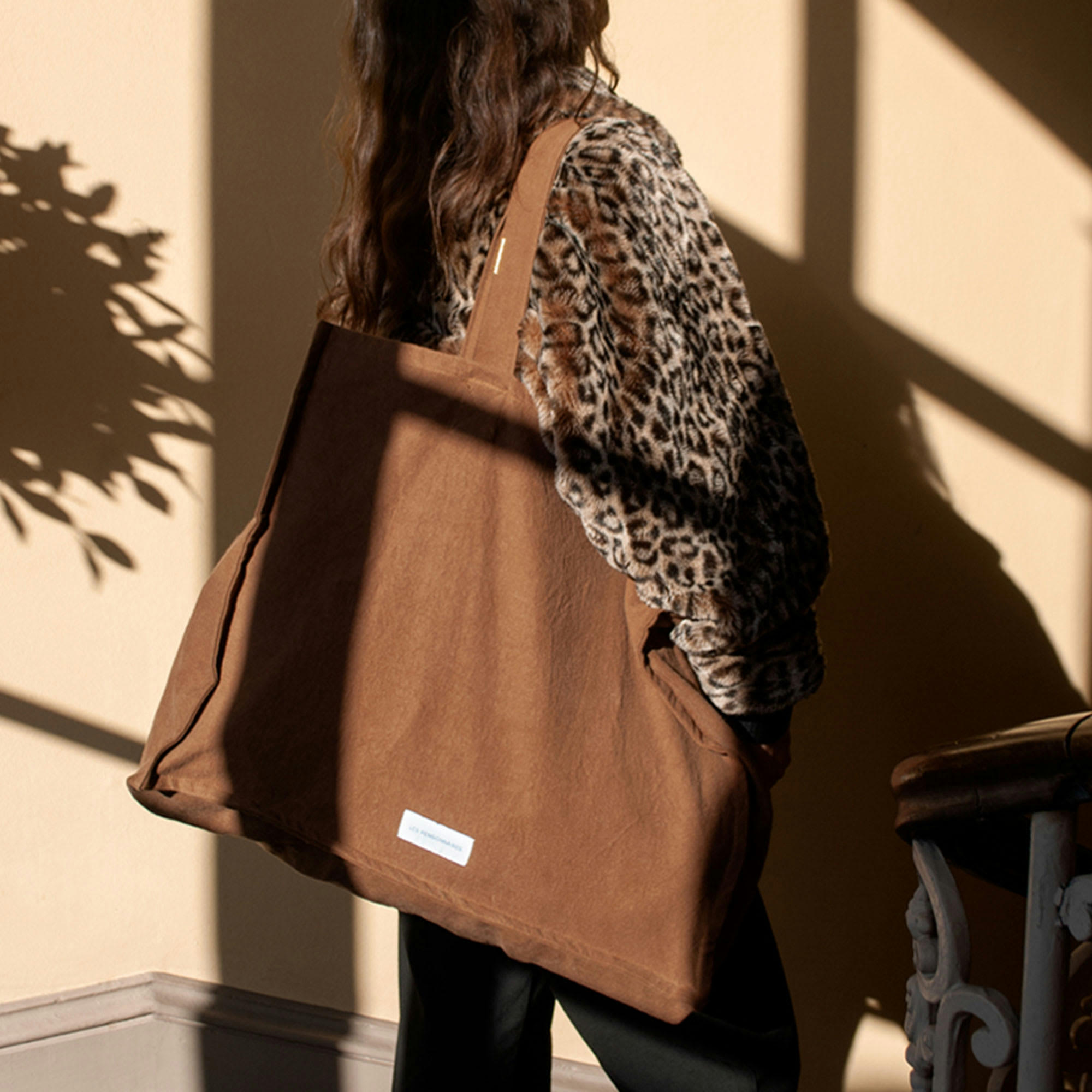 - Grand cabas en toile de coton bio noisette