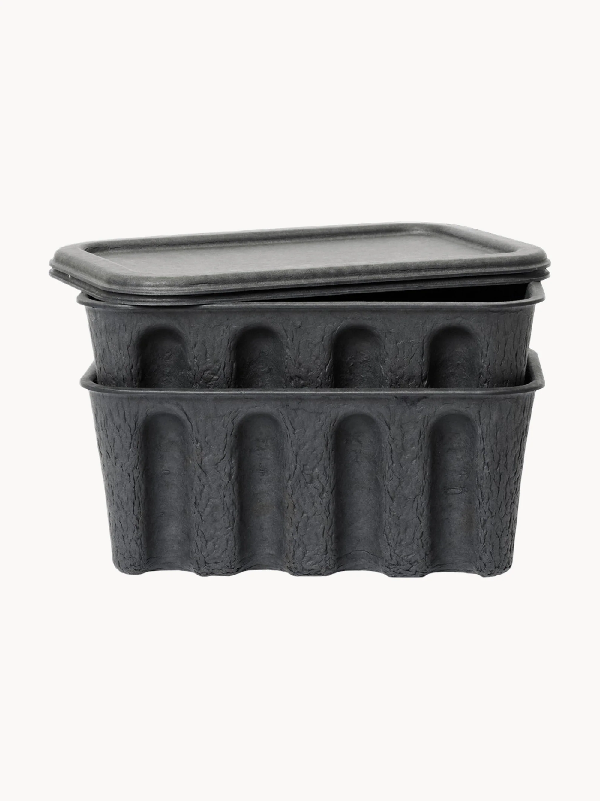 Aufbewahrungsboxen Pulp aus Papierzellstoff, T 18 cm, 2er-Set
