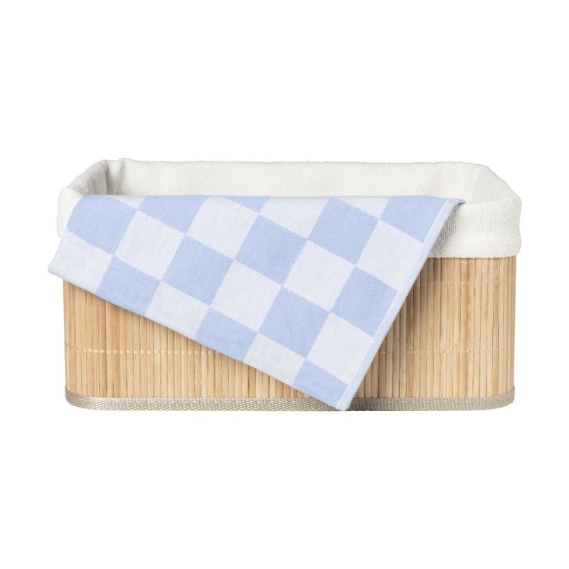 Mand bamboe met teddy - 16x36x27 cm - naturel/wit