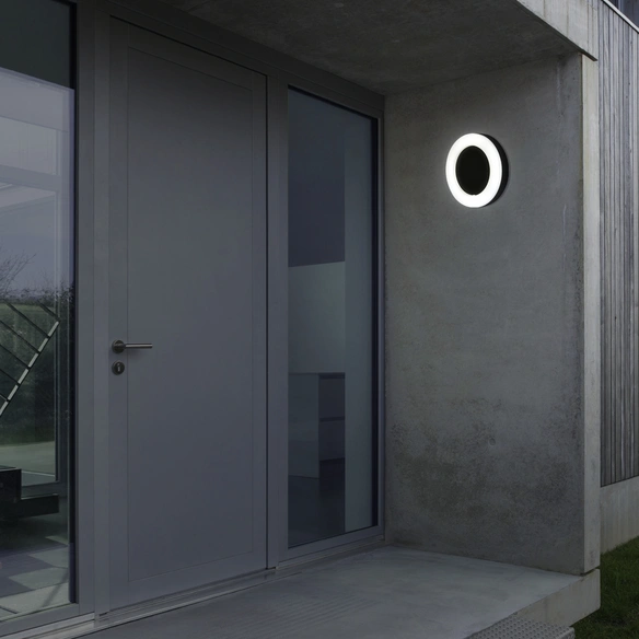 LED-Außenwandleuchte, Ø: 19 cm, Höhe: 4,5 cm, 15 W
