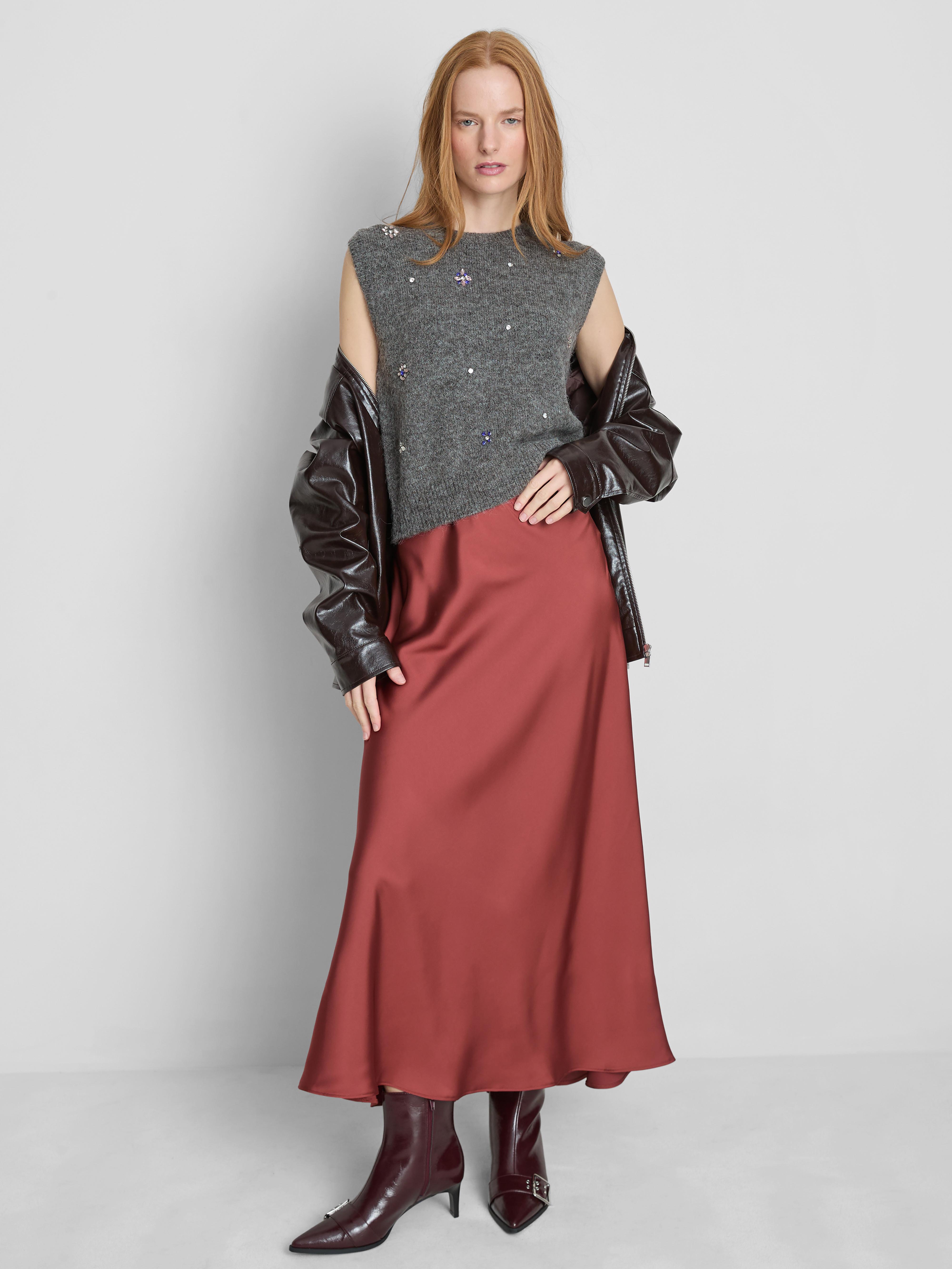 Rhinestone Embellished Knitted Vest