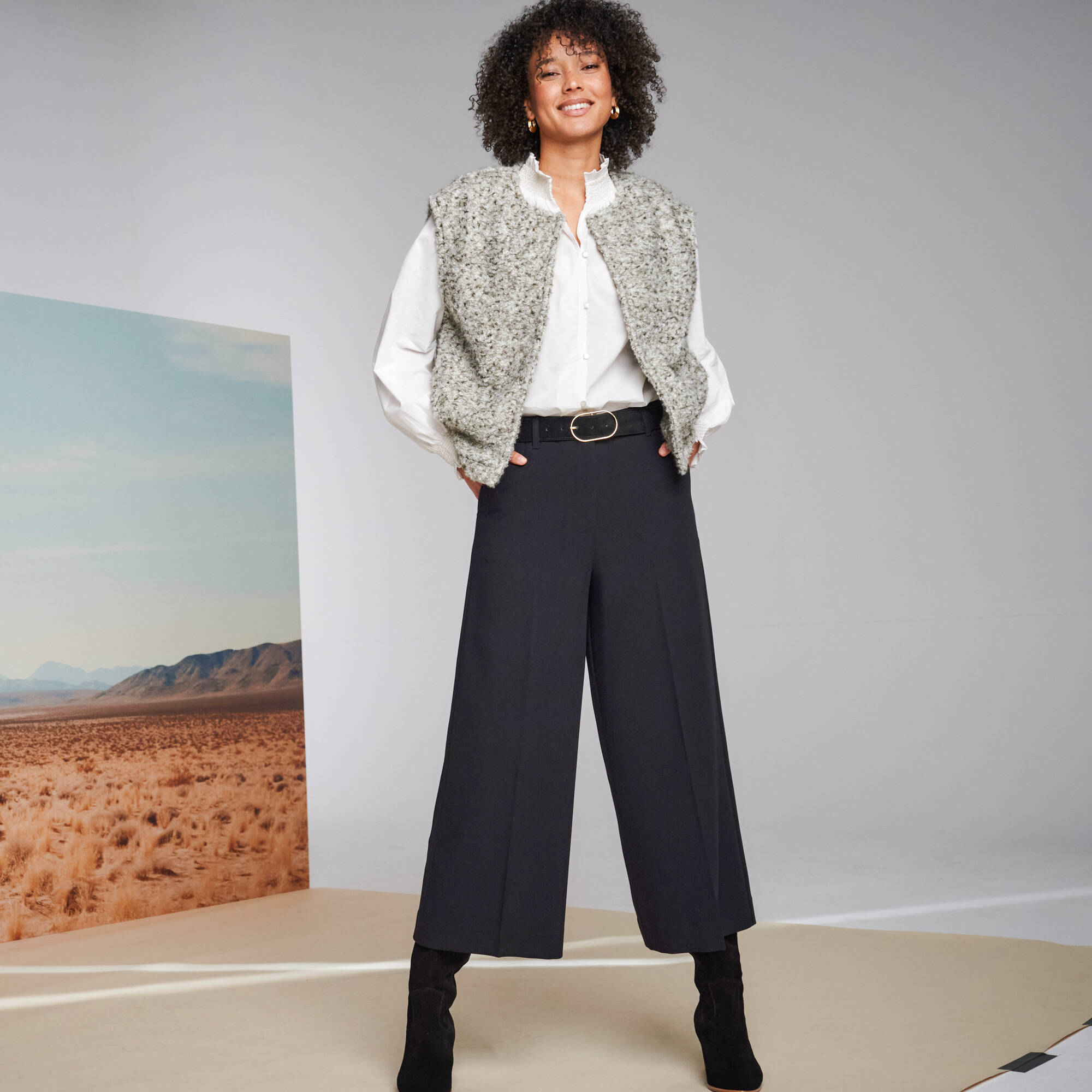 Veste sans manches, maille bouclette