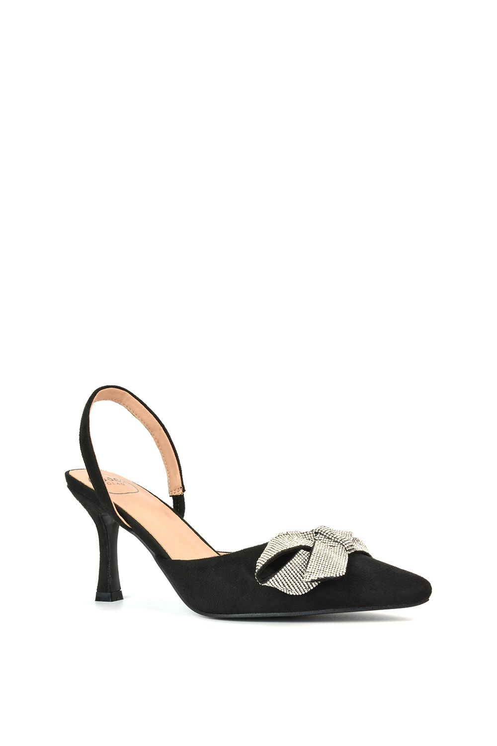 XY London Victoria' Diamante Bow Stiletto Slingback High Heel Shoes