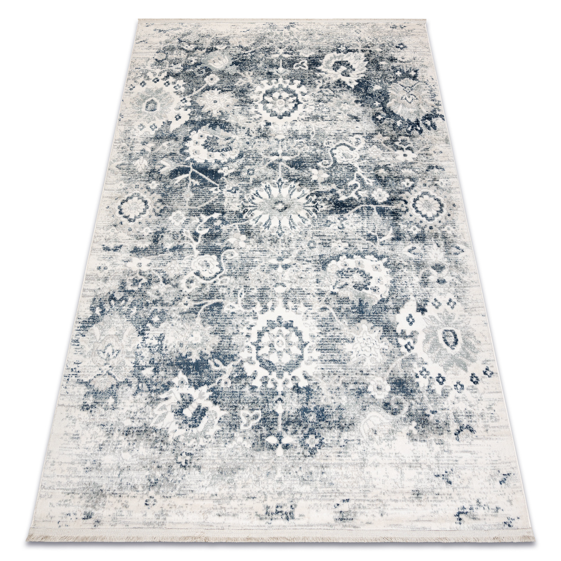 Dywan DISTIN 0822A granatowy / niebieski / biały nowoczesny - 80x150 cm