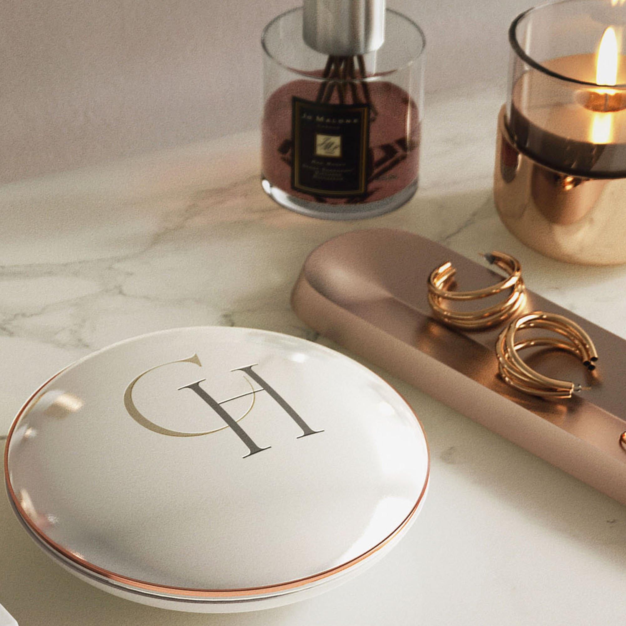 CARME HOME Ella Rosegold Compact Mirror with LED Lights