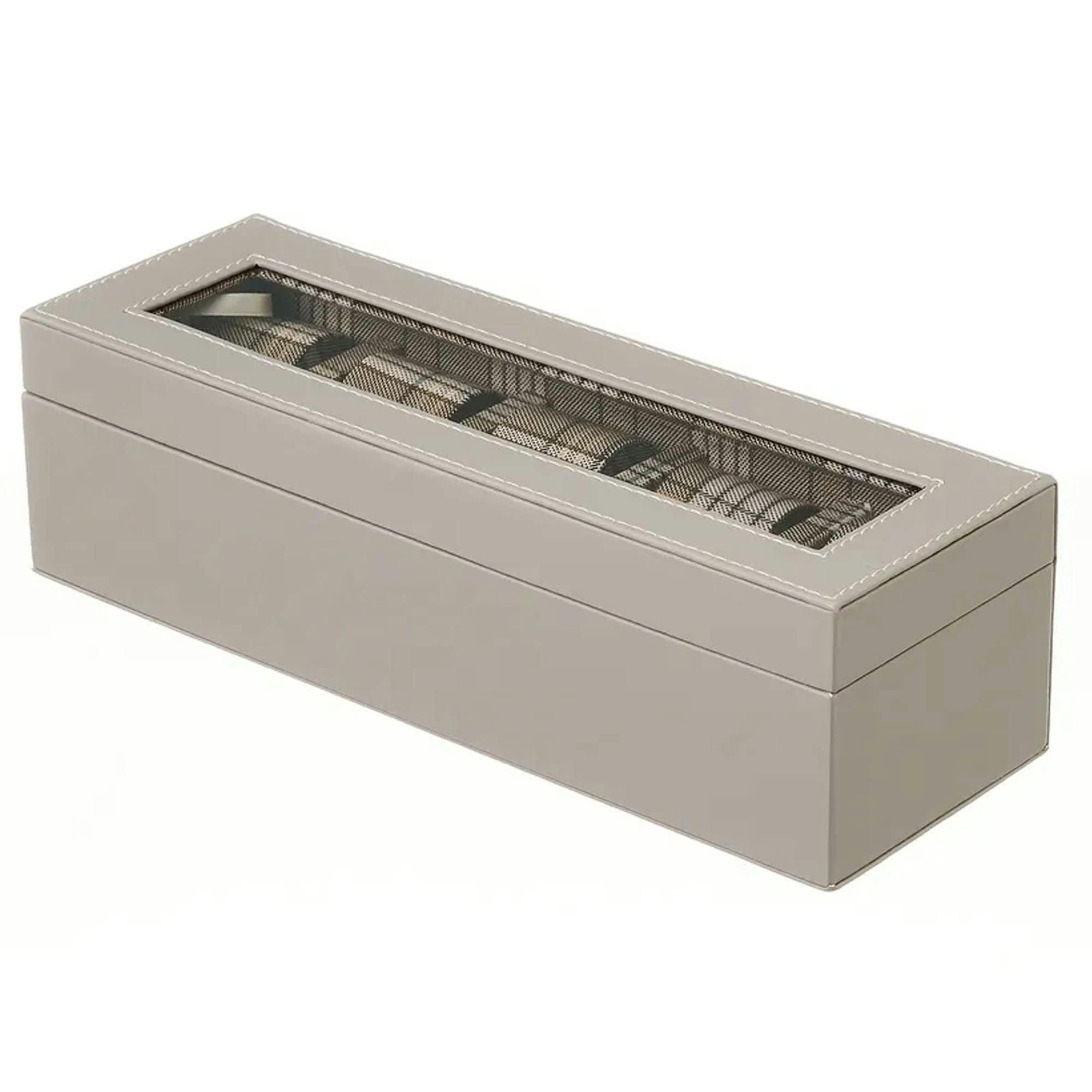 - Coffret de rangement à montres gris et tartans beige