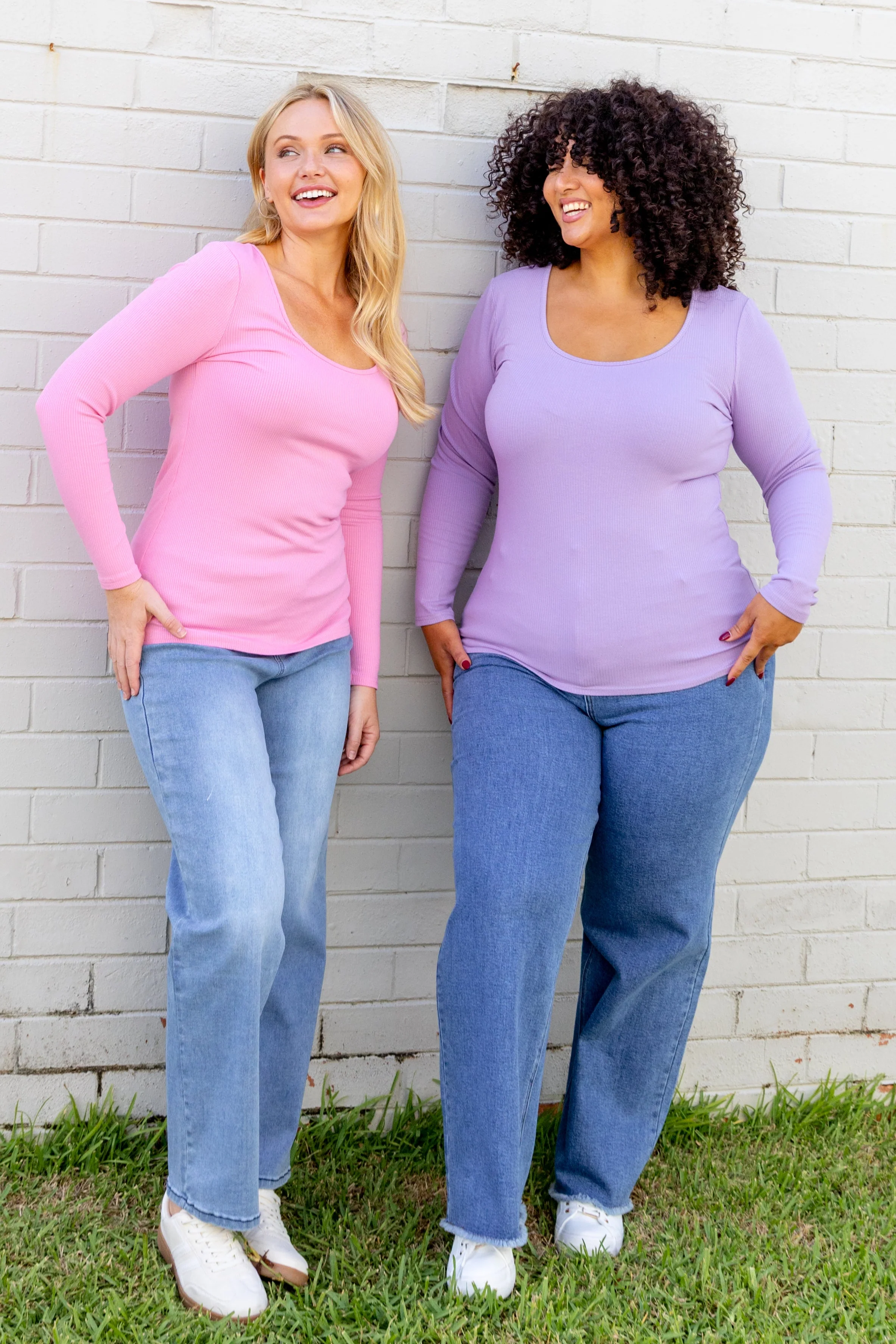 Billi Long Sleeve Rib Tee in Lavender