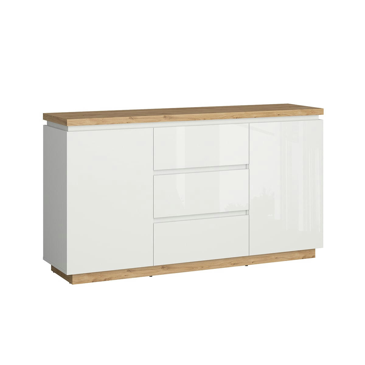 - Buffet 3 tiroirs 2 portes blanc et naturel