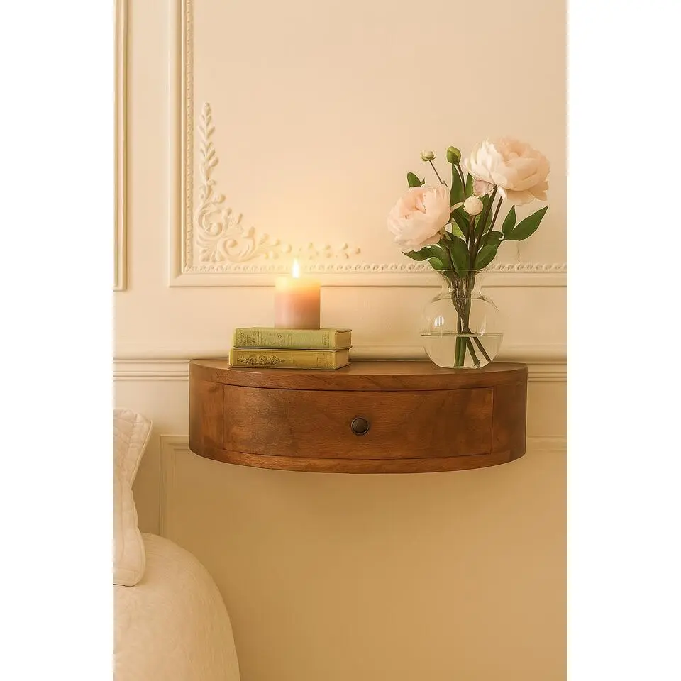 Artisan Furniture Massief hout Wandgemonteerd afgerond nachtkastje