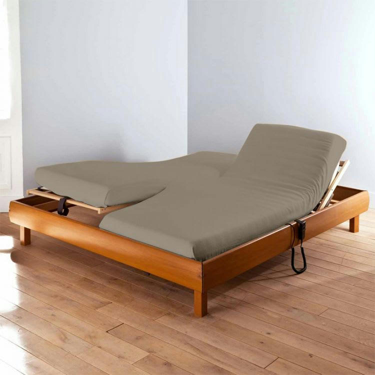 PERCALE MONTELEONE - Drap housse en Coton Beige 2x90x200 cm