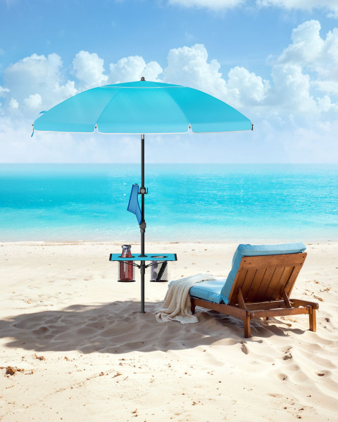 Parasol ogrodowy i plażowy 160 cm niebieski regulowany uchylny UPF 50