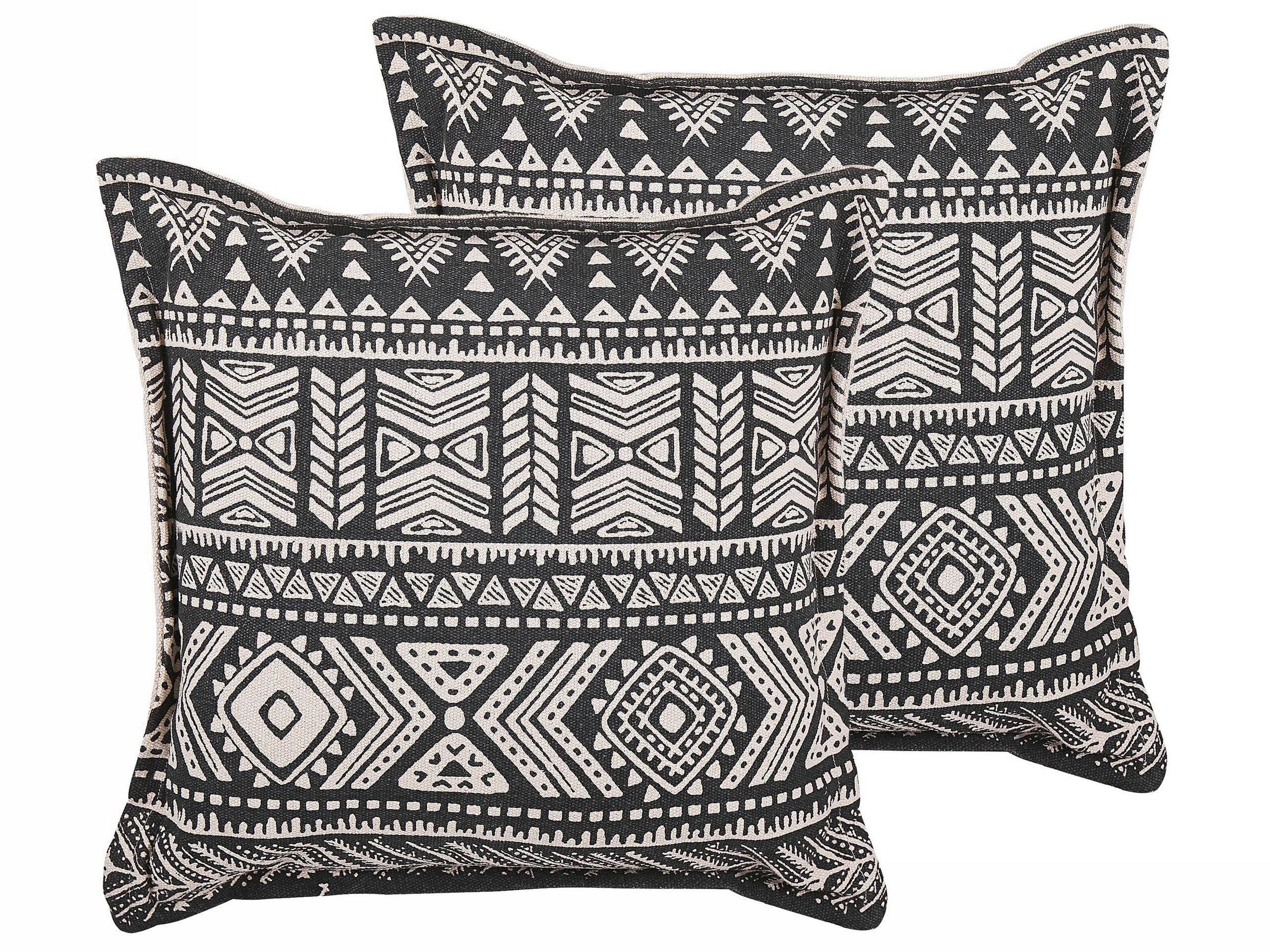 SIRVAN - Lot de 2 coussin décoratifs en tissu noir 45x12cm
