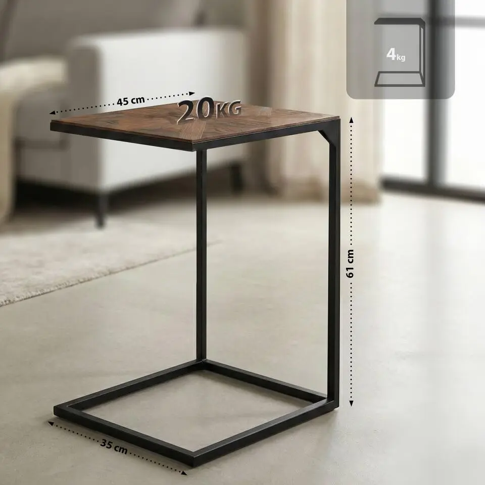 CLP Bijzettafel Velaro zwart Frame - Hout - bruin