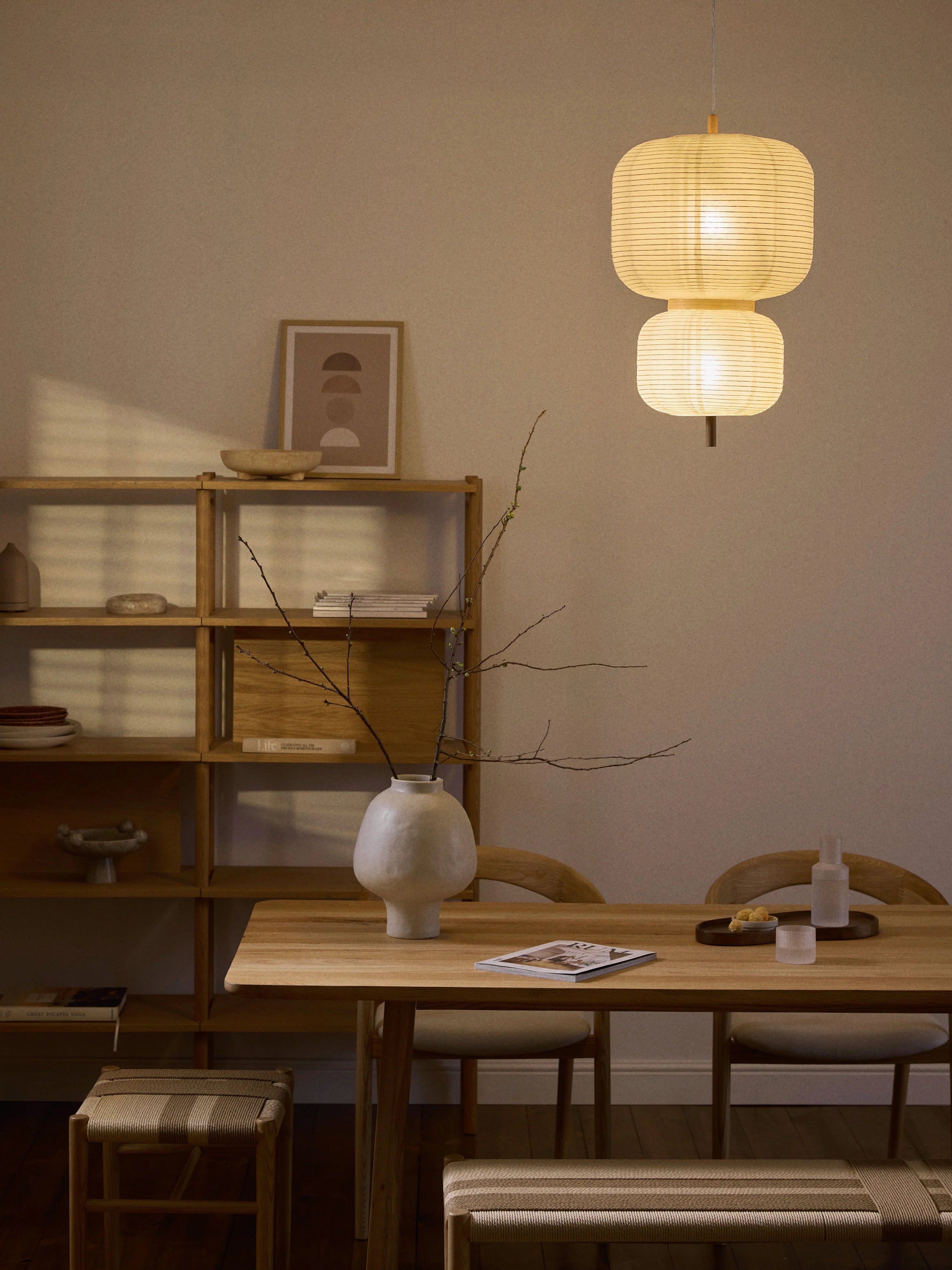 Design Pendelleuchte Misaki aus Reispapier