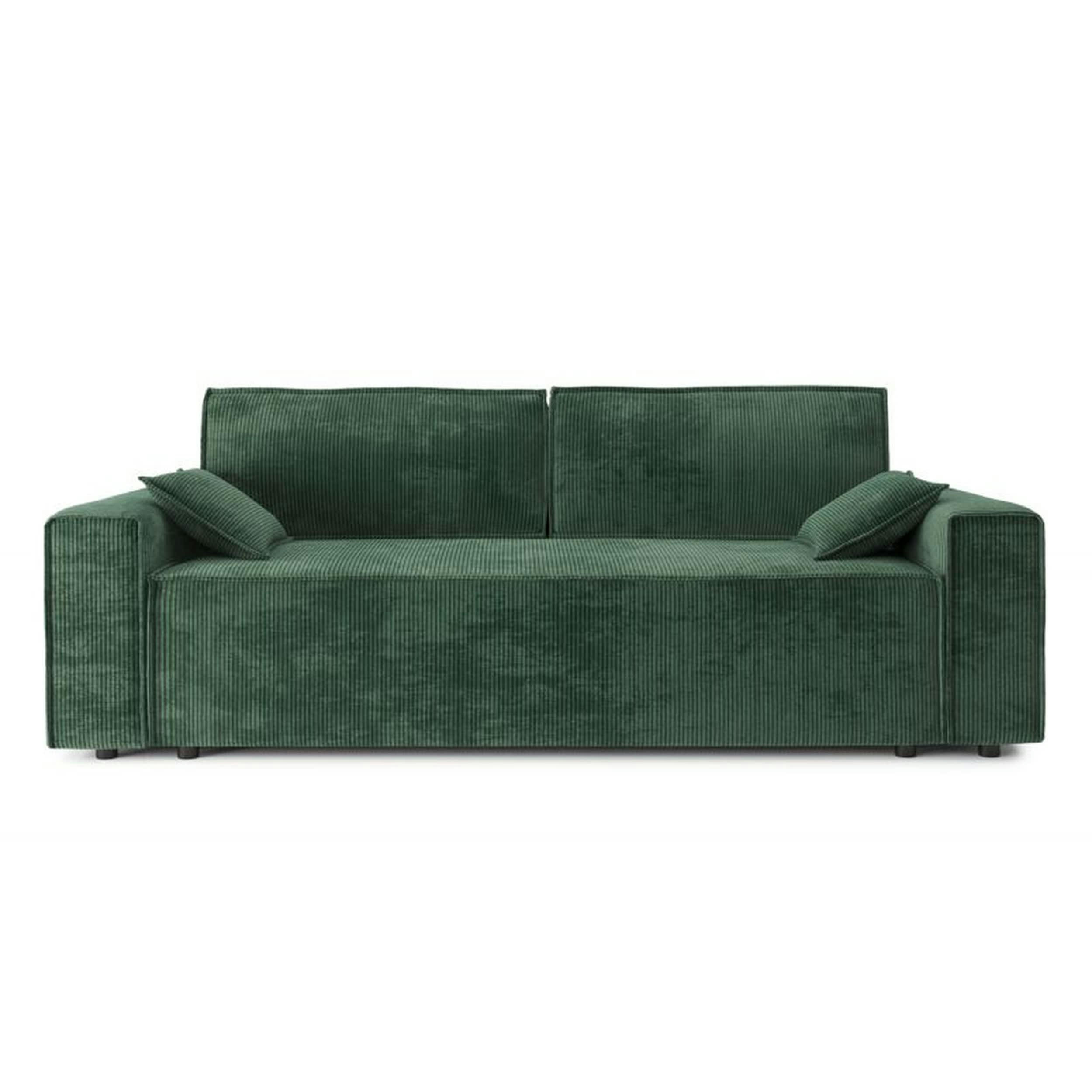 DURIF - Canapé droit convertible 3 places en velours côtelé vert