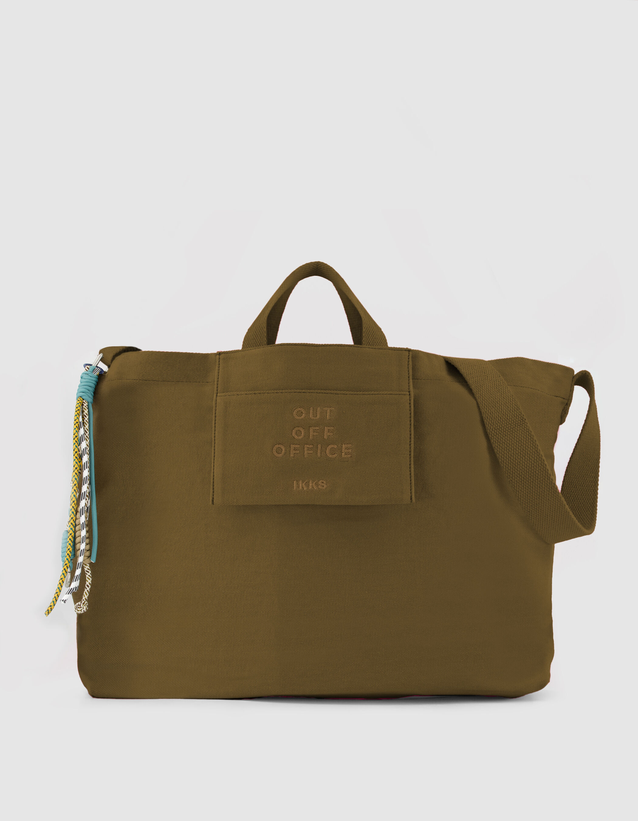 Sac totebag kaki toile broderie Femme