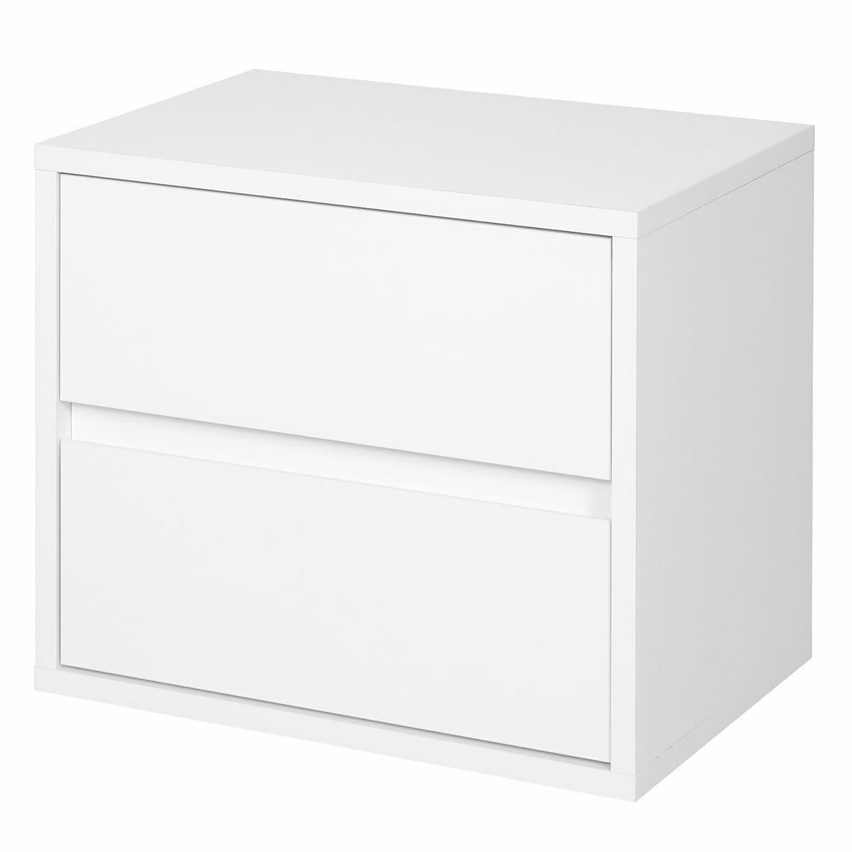 KIRA - Chevet 2 tiroirs effet bois blanc